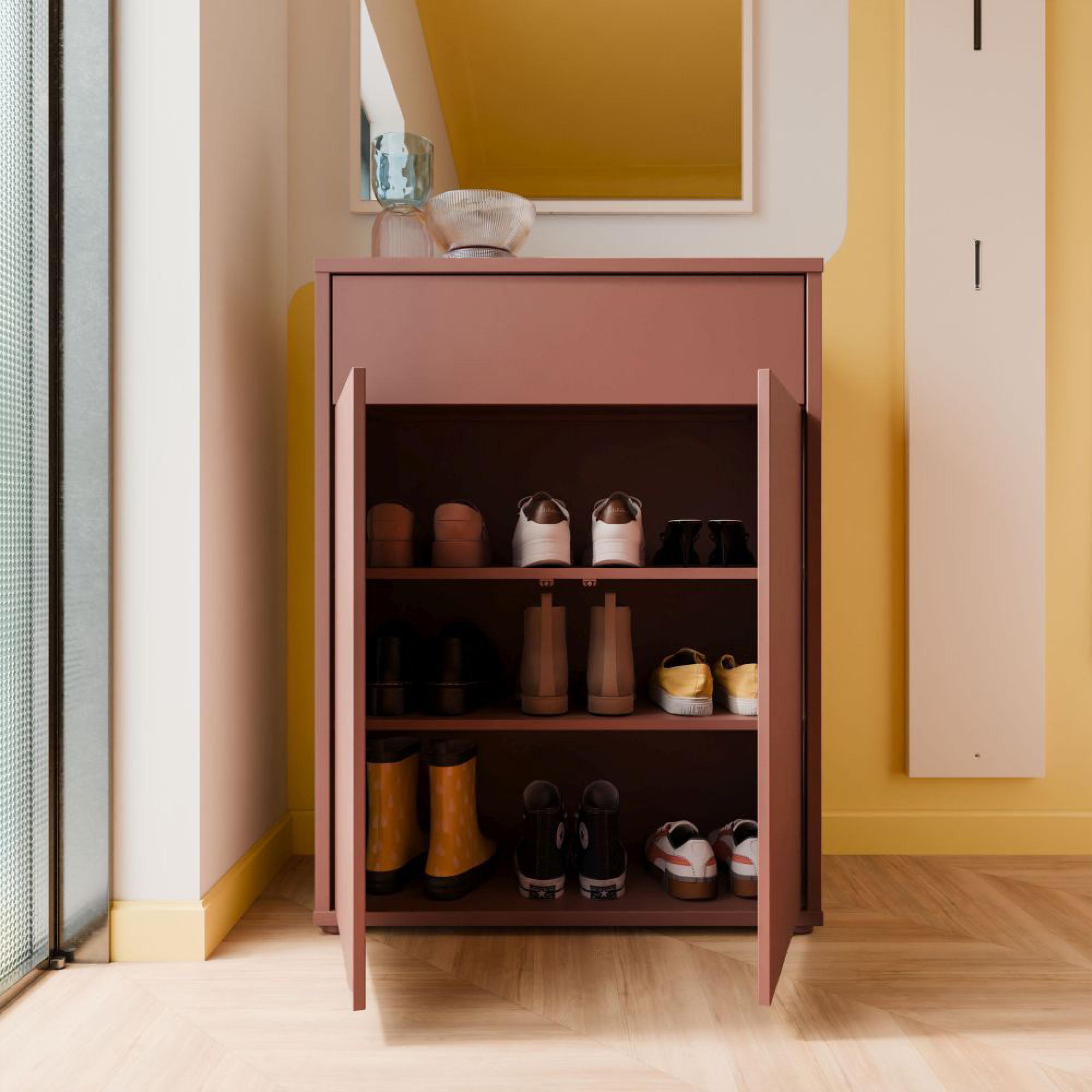 Alice Springs Shoe Cabinet - 2 Door - 1 Drawer - Compact - Terracotta