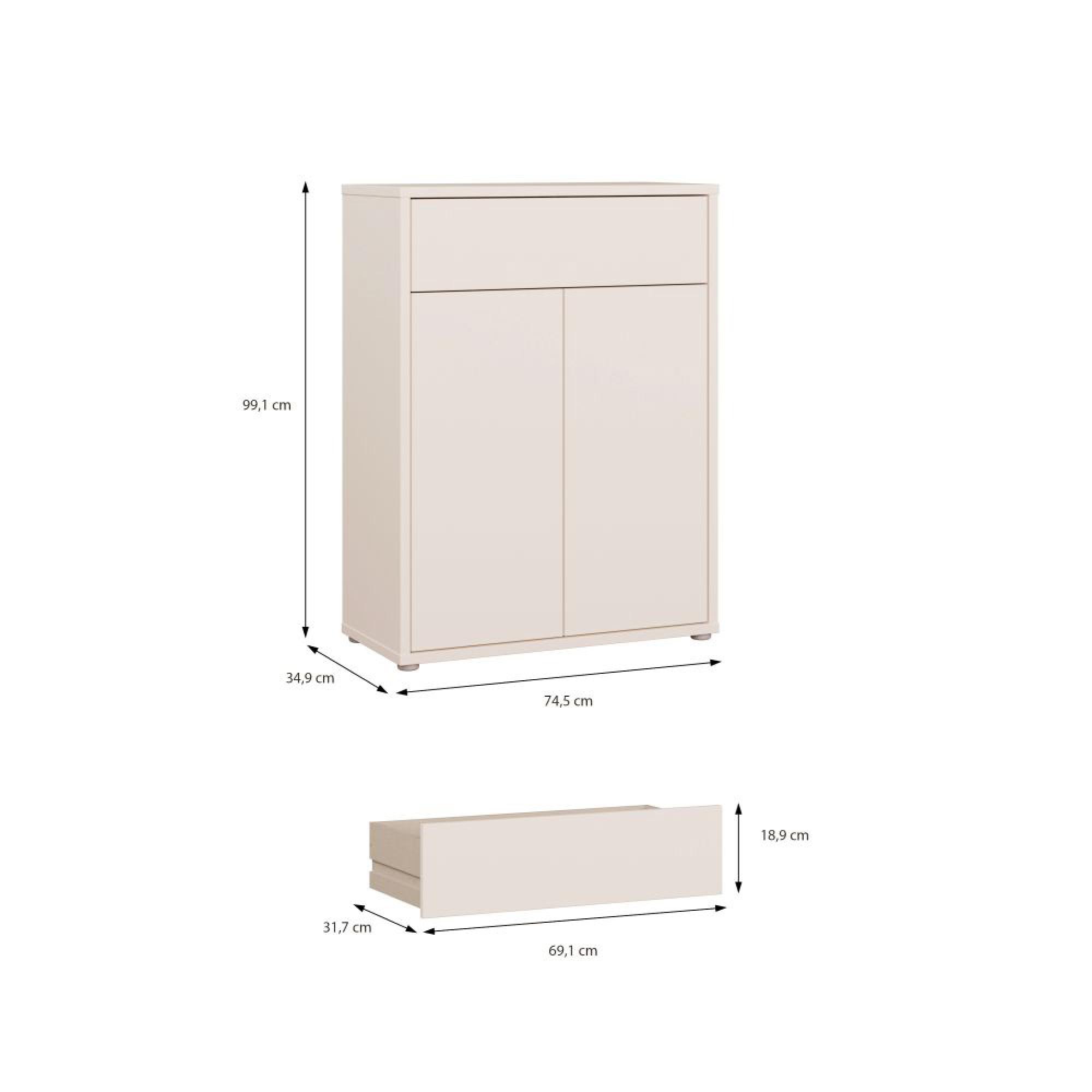 Alice Springs Shoe Cabinet - 2 Door - 1 Drawer - Sand