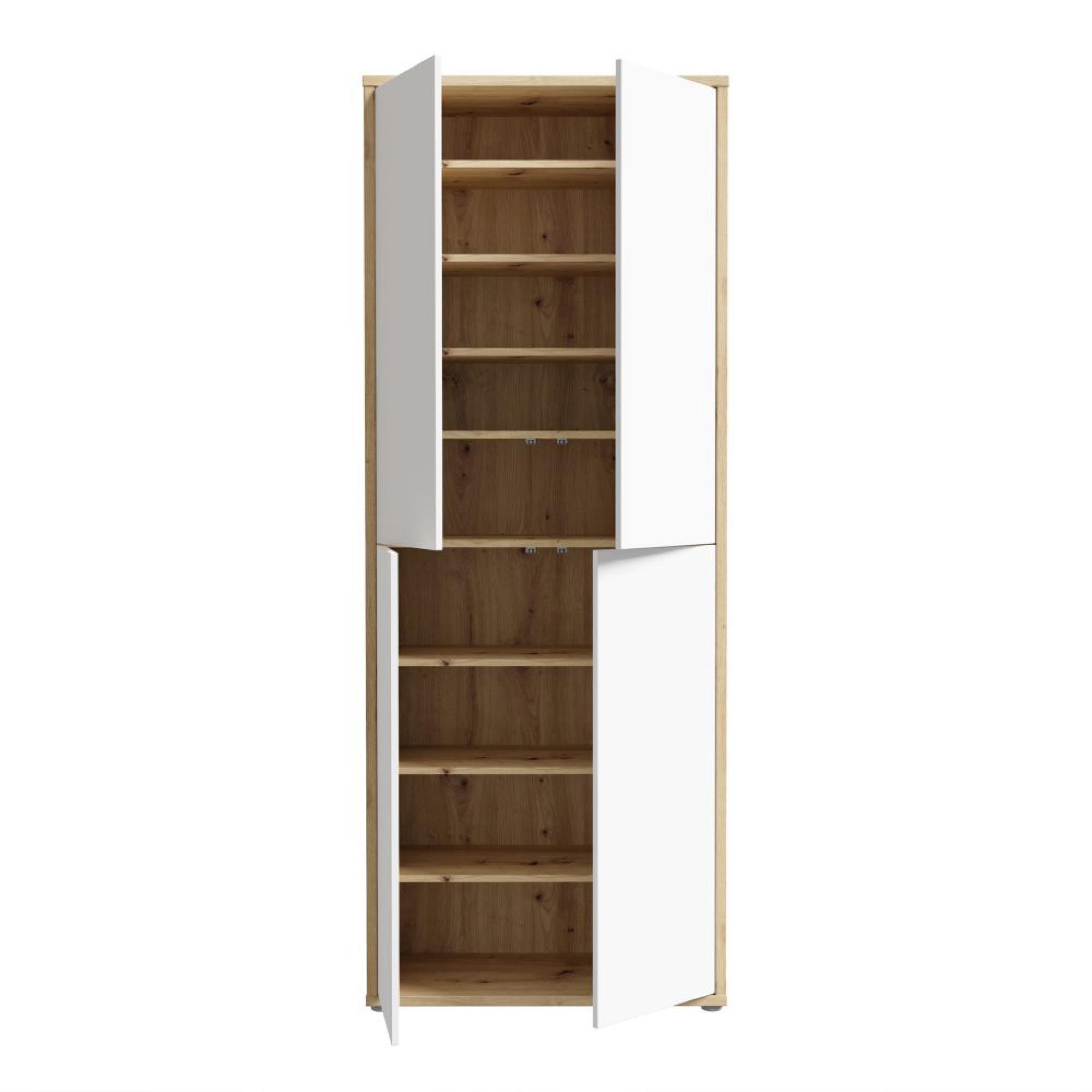 Alice Springs Shoe Cabinet - 4 Door - Artisan Oak and Light Grey