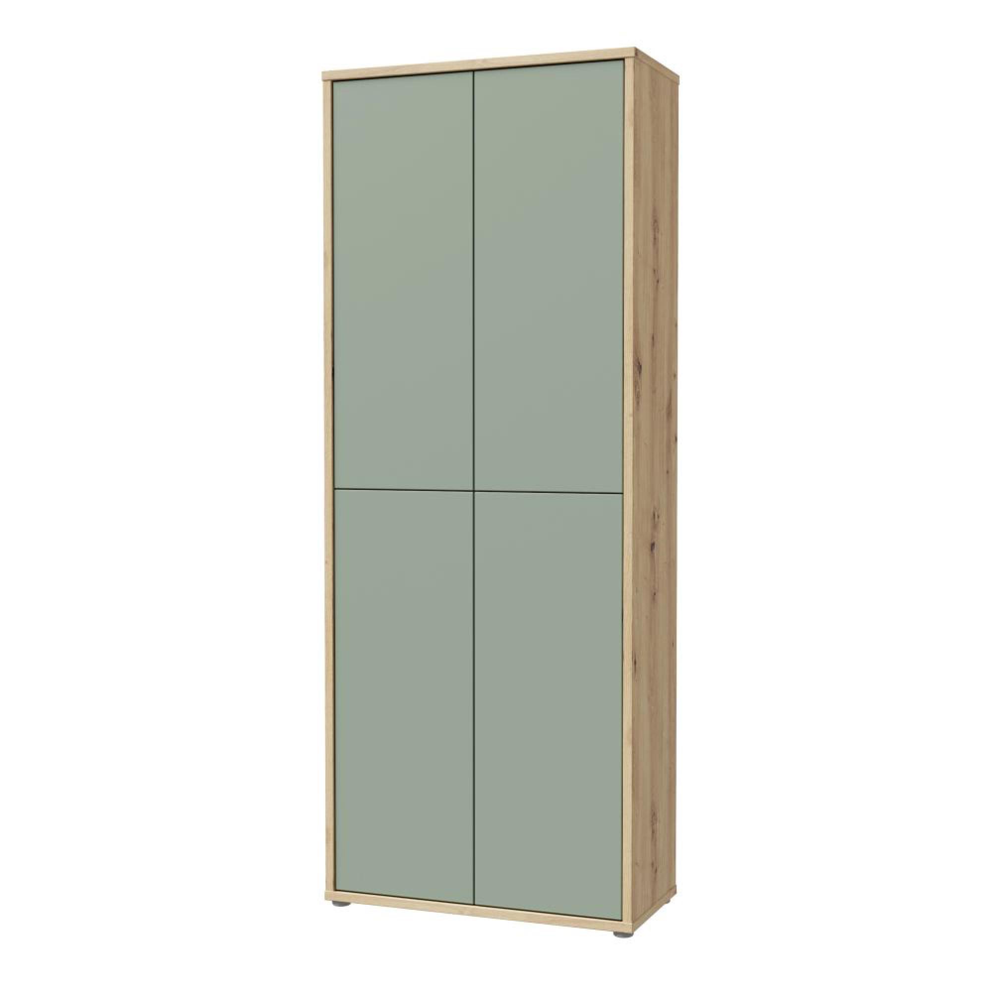 Alice Springs Shoe Cabinet - 4 Door - Artisan Oak and Sage Green
