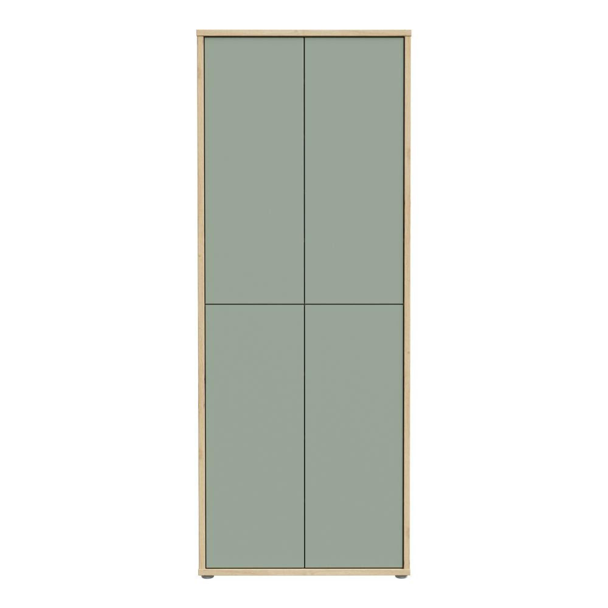 Alice Springs Shoe Cabinet - 4 Door - Artisan Oak and Sage Green