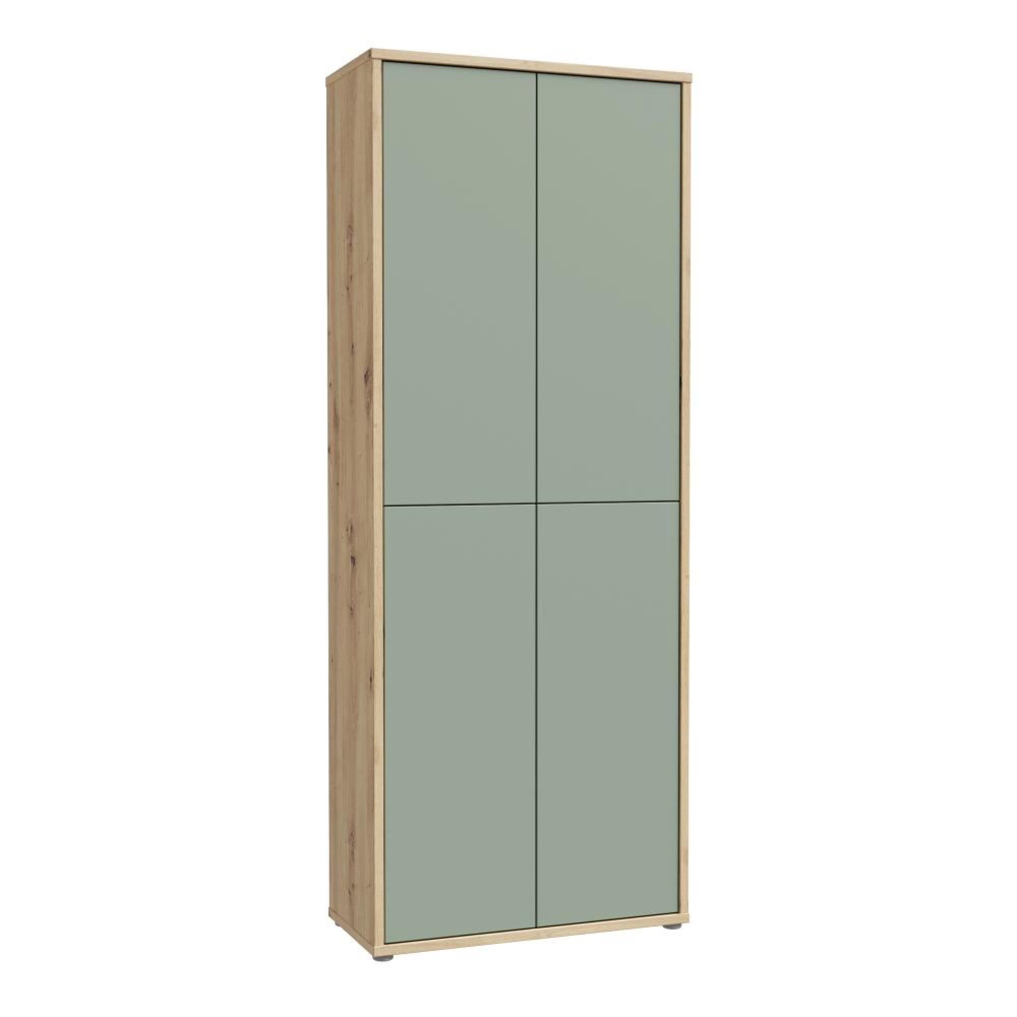 Alice Springs Shoe Cabinet - 4 Door - Artisan Oak and Sage Green