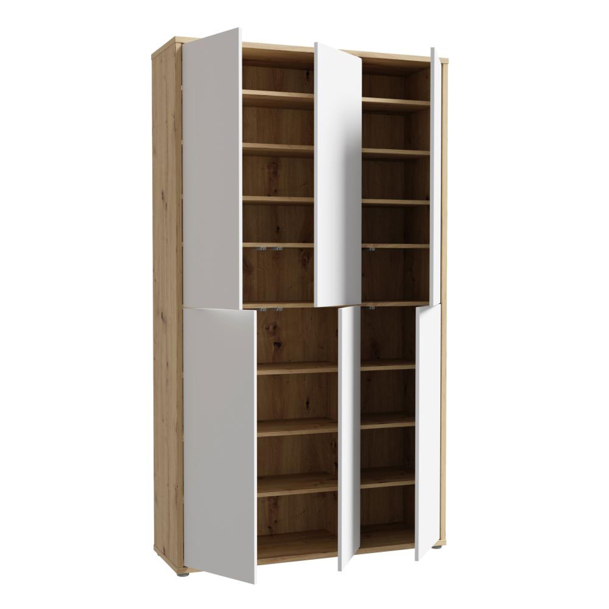 Alice Springs Shoe Cabinet - 6 Door - Artisan Oak and Light Grey