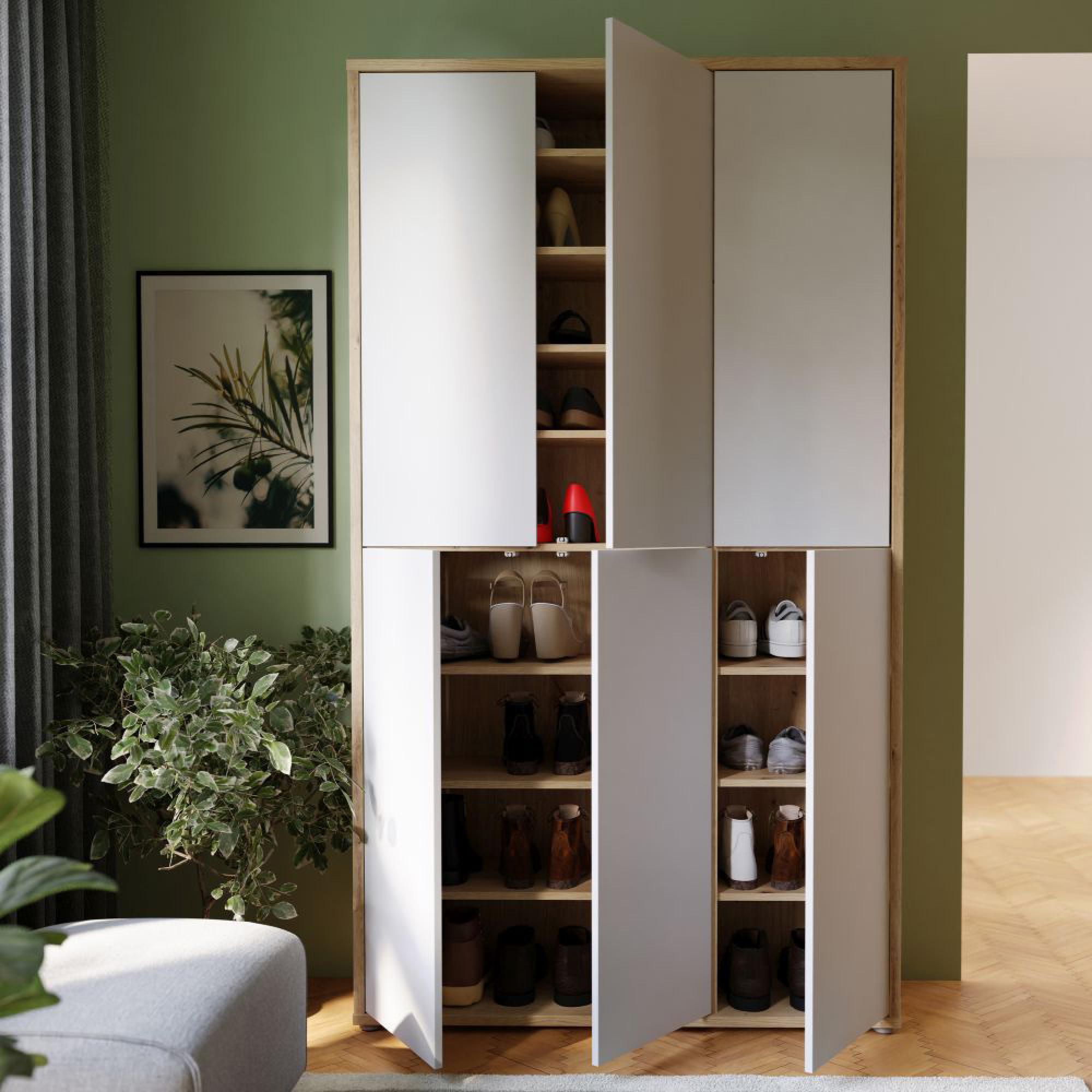 Alice Springs Shoe Cabinet - 6 Door - Artisan Oak and Light Grey