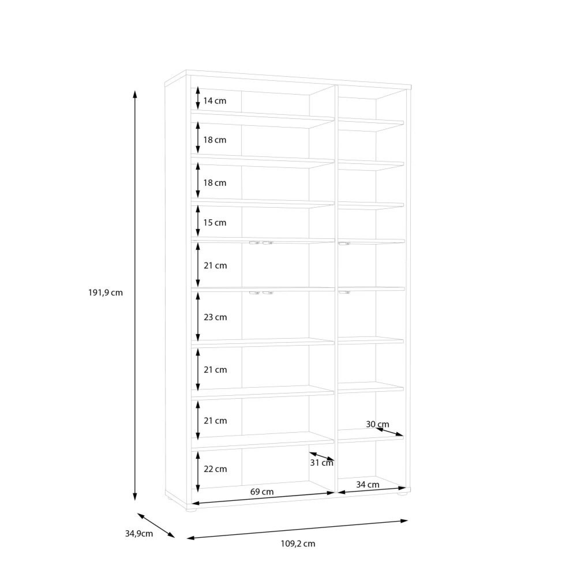 Alice Springs Shoe Cabinet - 6 Door - Artisan Oak and Light Grey