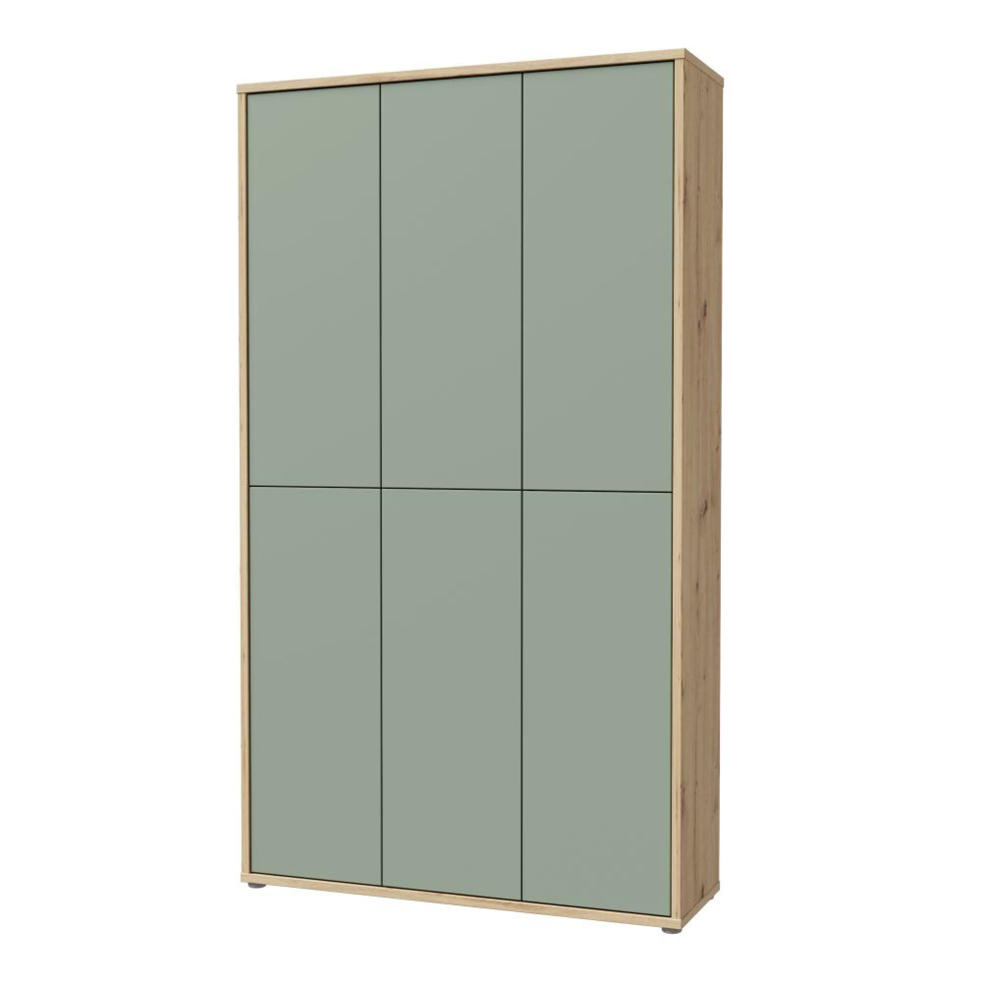 Alice Springs Shoe Cabinet - 6 Door - Artisan Oak and Sage Green