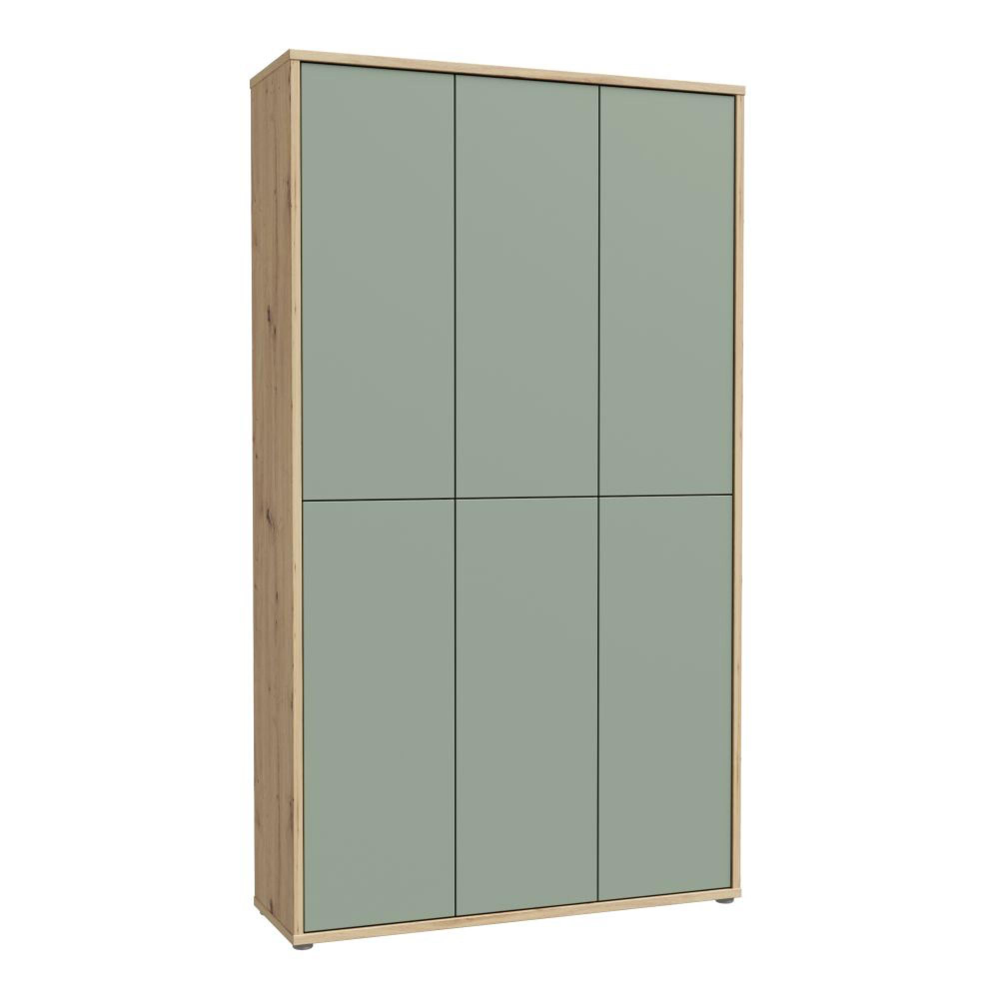 Alice Springs Shoe Cabinet - 6 Door - Artisan Oak and Sage Green