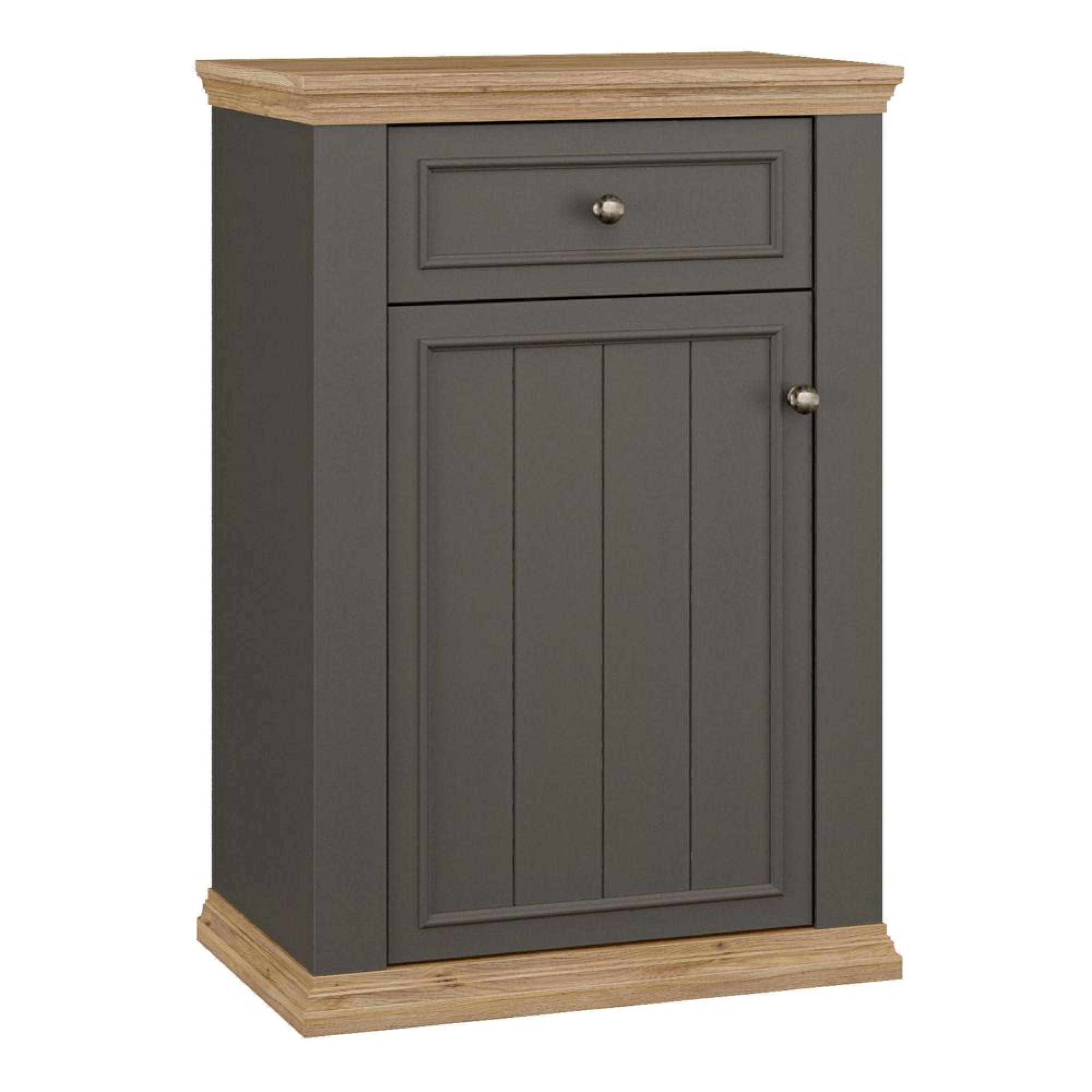 Pontypool Shoe Cabinet - 1 Door - 1 Drawer - Dark Grey and Light Oak