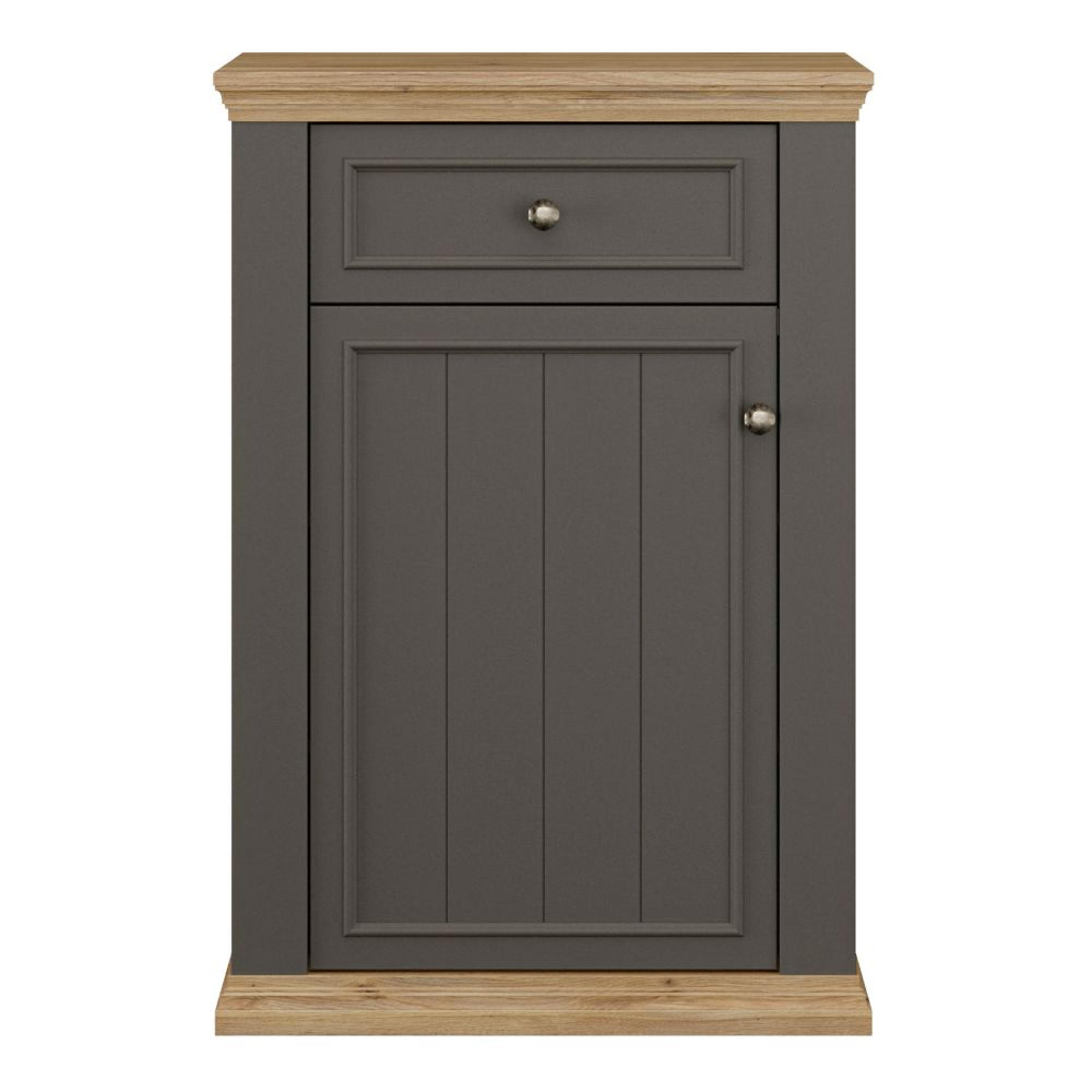 Pontypool Shoe Cabinet - 1 Door - 1 Drawer - Dark Grey and Light Oak