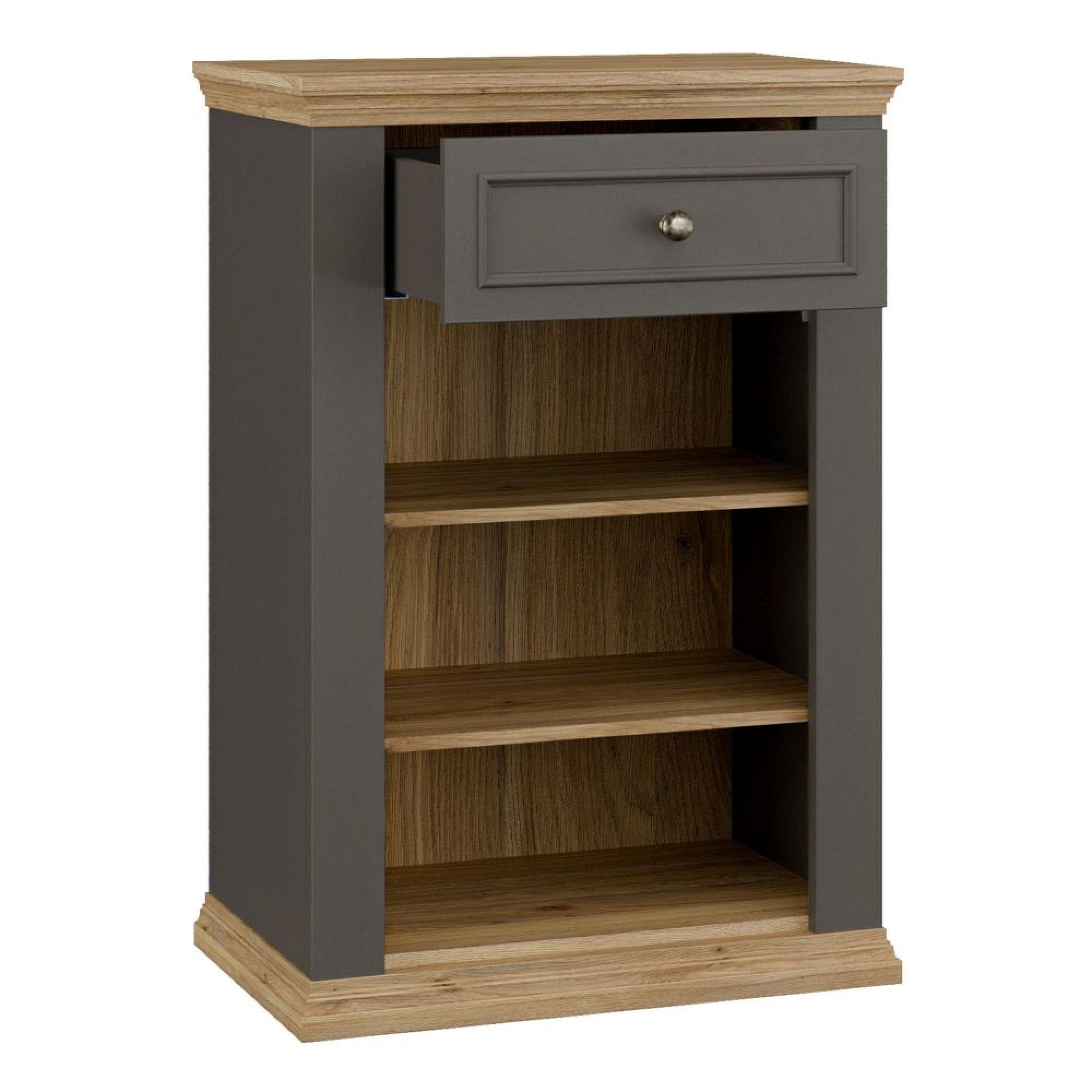 Pontypool Shoe Cabinet - 1 Door - 1 Drawer - Dark Grey and Light Oak