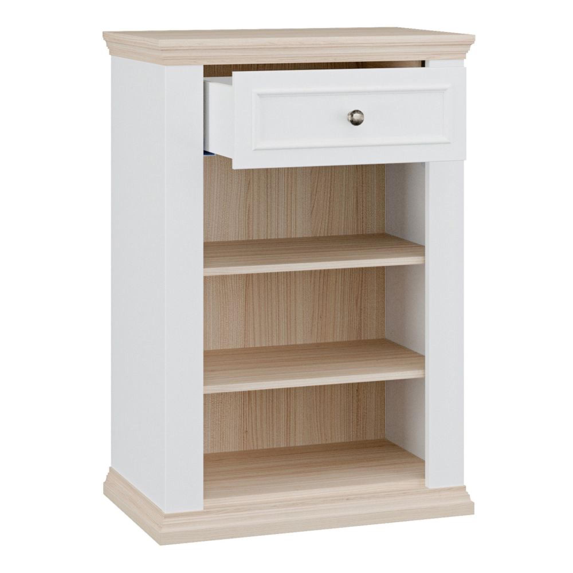 Pontypool Shoe Cabinet - 1 Door - 1 Drawer - White and Riva Oak