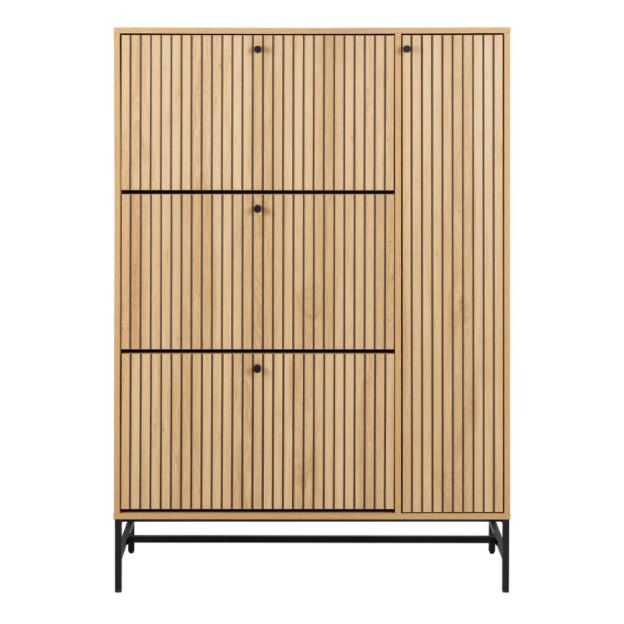 Albany Shoe Cabinet - 4 Door - Oak Ribbed