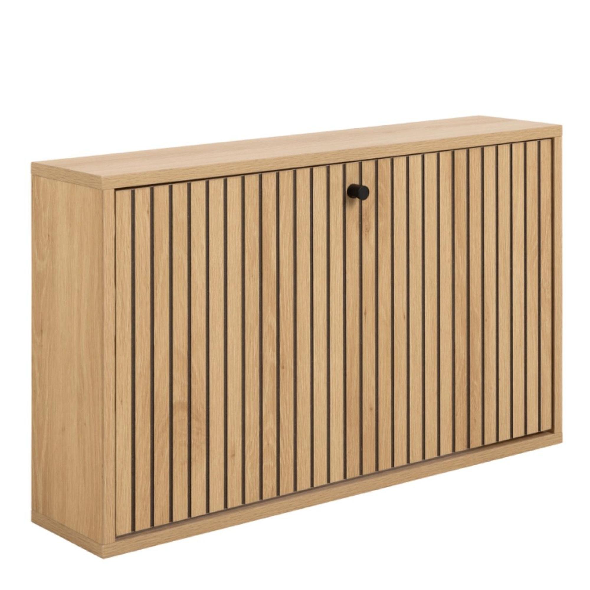 Albany Oak Ribbed Flip Down Door Shoe Cabinet
