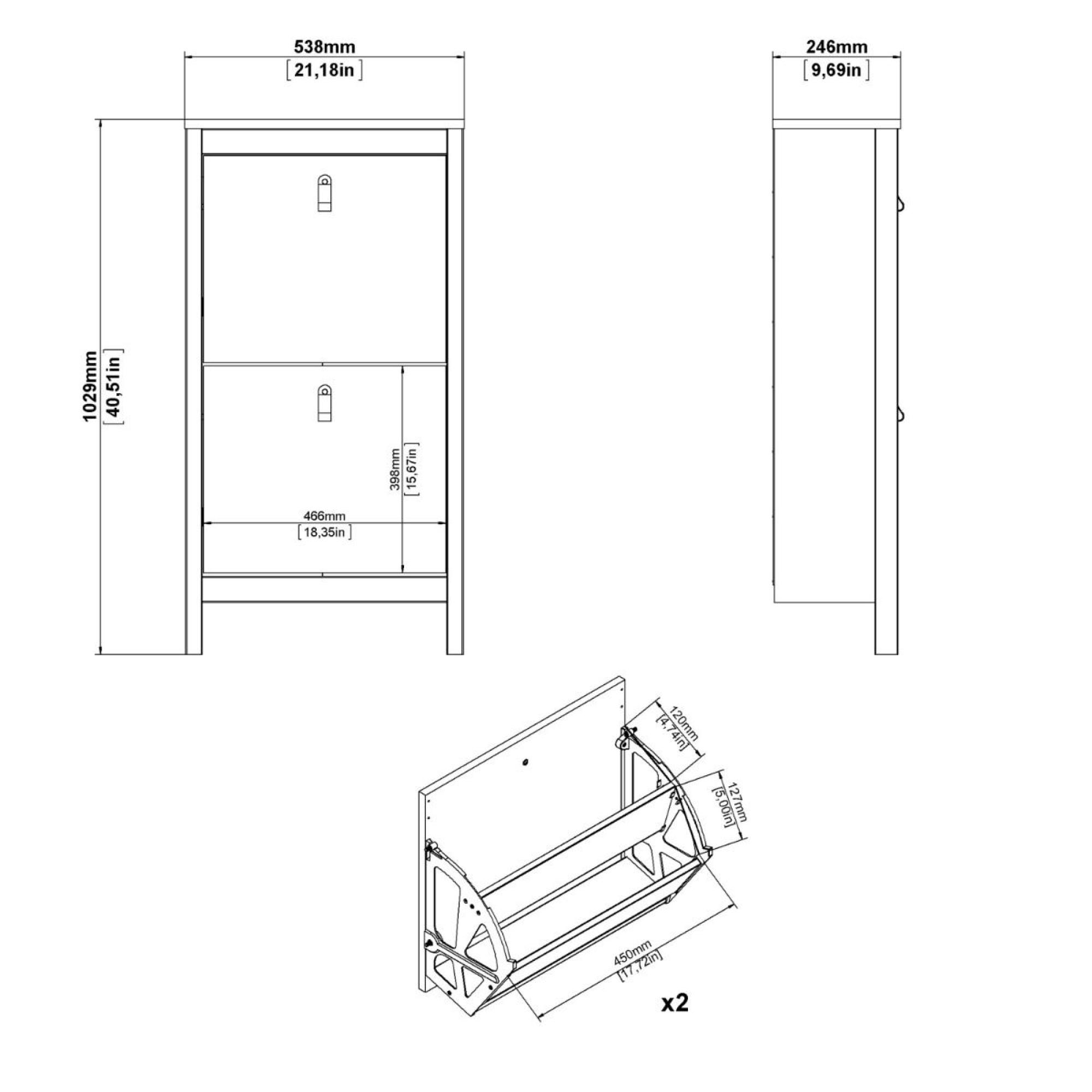 Barcelona Shoe Cabinet - 2 Door - White