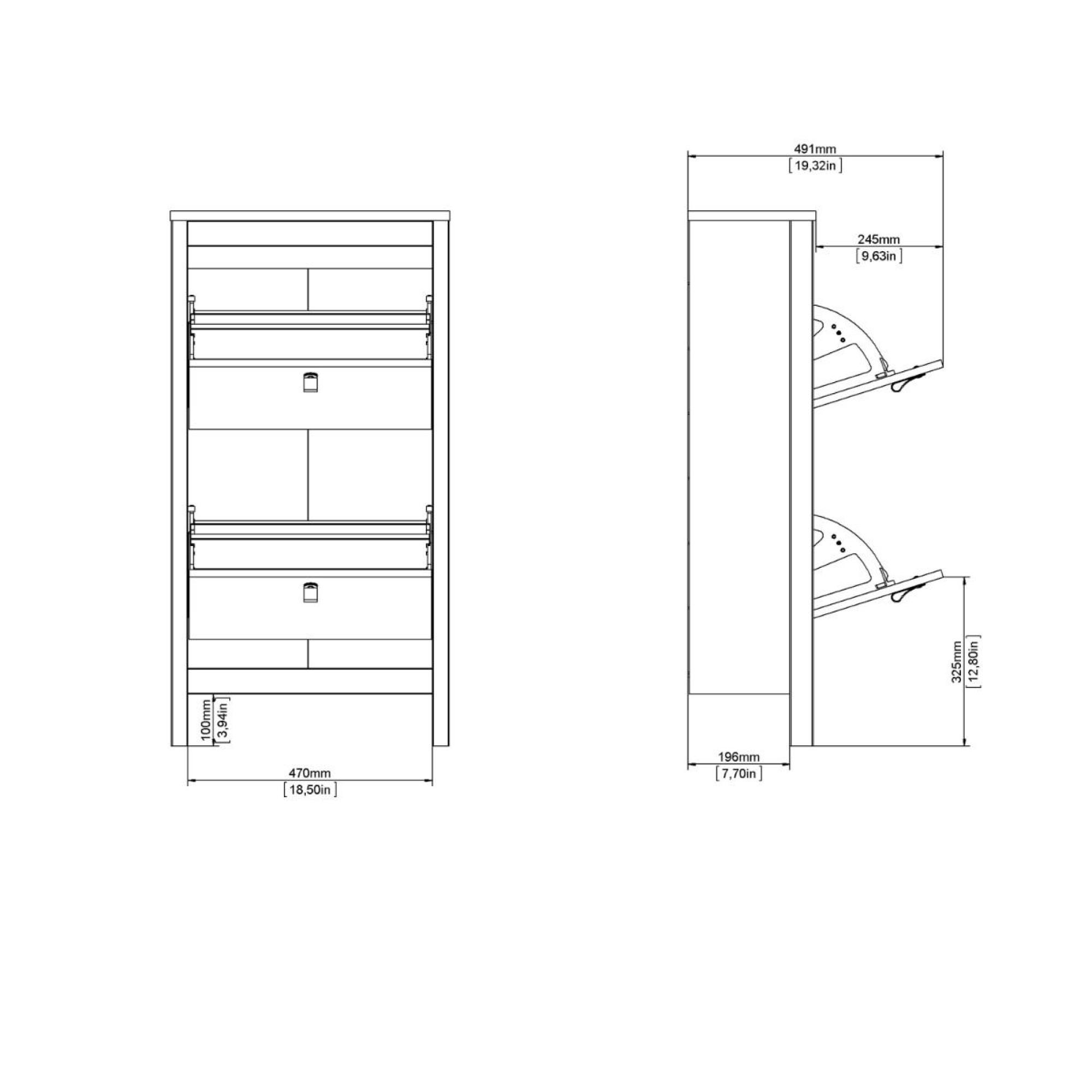 Barcelona Shoe Cabinet - 2 Door - White