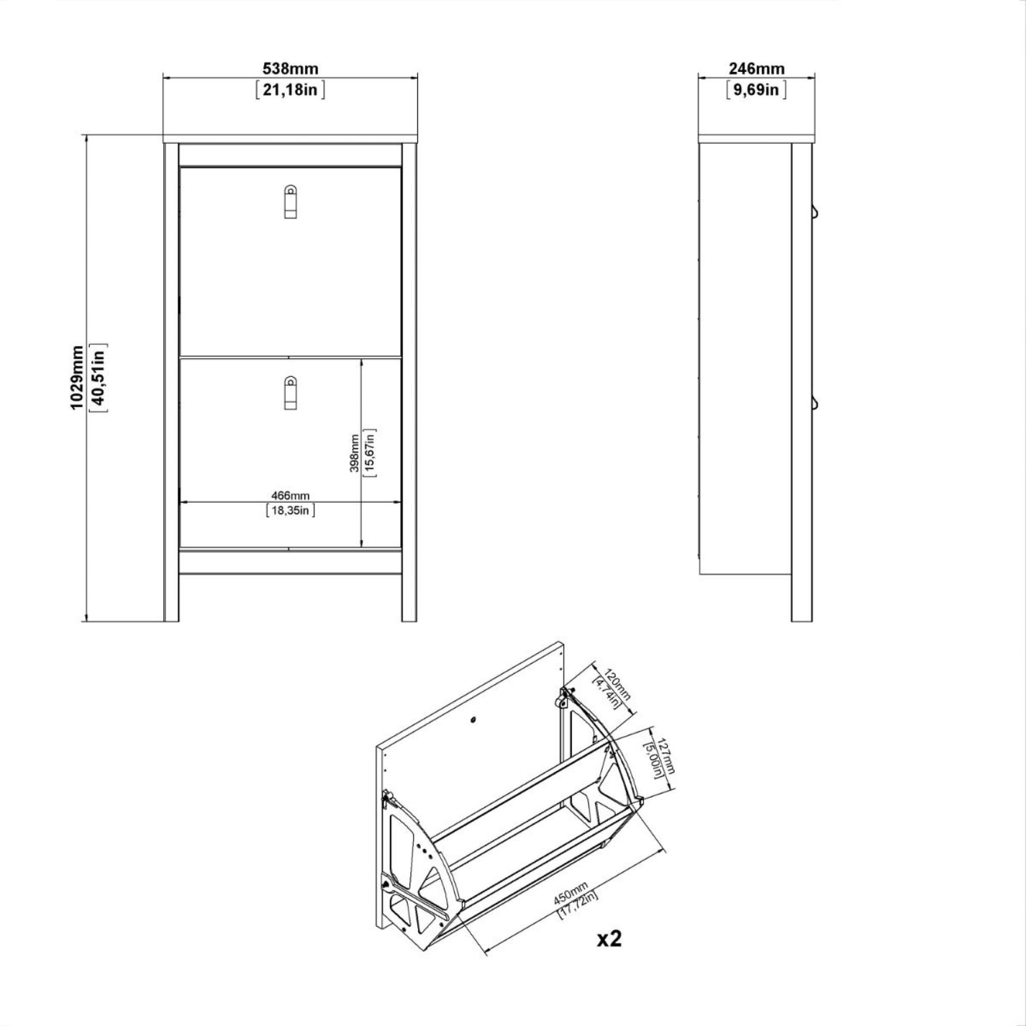 Madrid Shoe Cabinet - 2 Door - Jackson Hickory Oak
