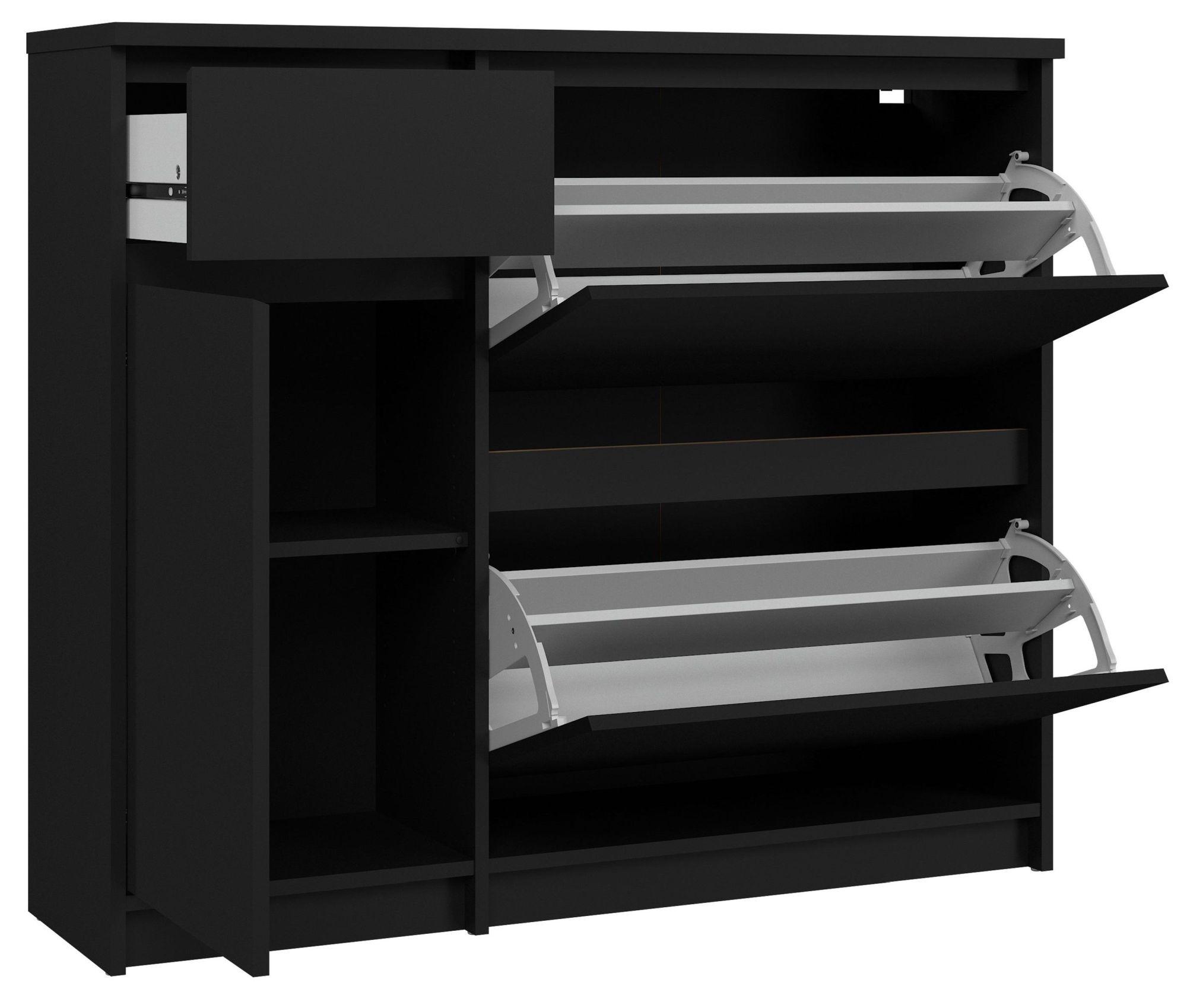 Naia Shoe Cabinet - 3 Door - 1 Drawer - Matt Black