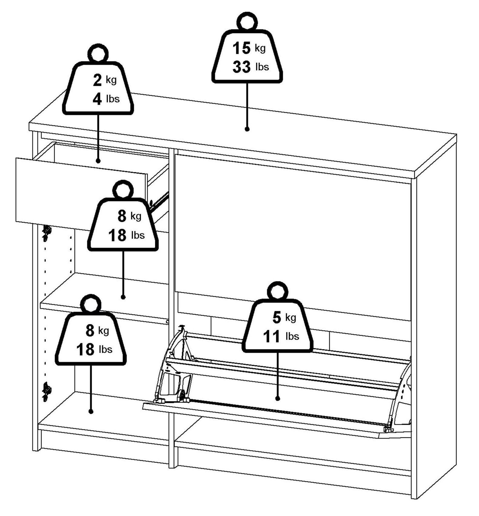 Naia Shoe Cabinet - 3 Door - 1 Drawer - Matt Black