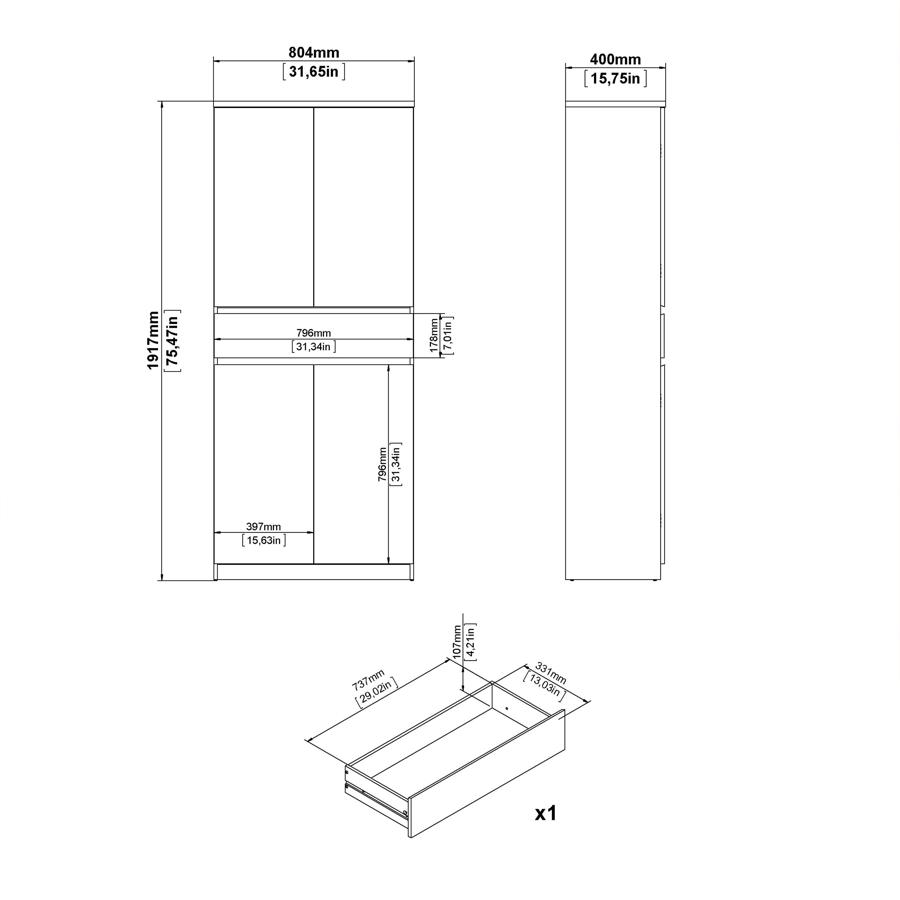 Naia Shoe Cupboard - Large - Oak and White