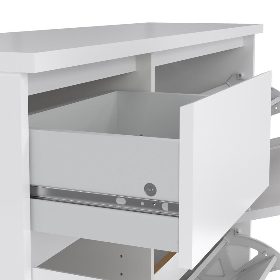 Naia Shoe Cabinet - 3 Door - 1 Drawer - White Gloss