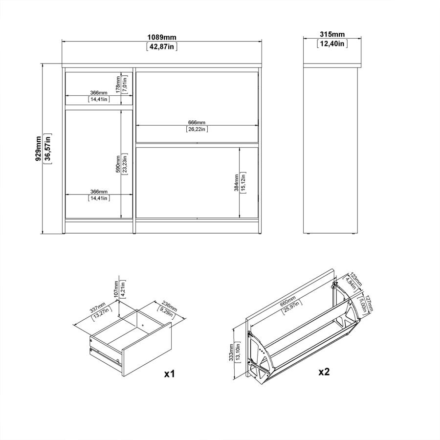 Naia Shoe Cabinet - 3 Door - 1 Drawer - White Gloss