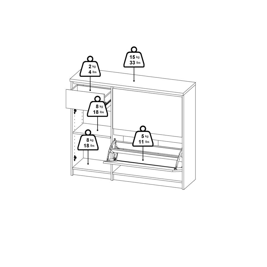 Naia Shoe Cabinet - 3 Door - 1 Drawer - White Gloss