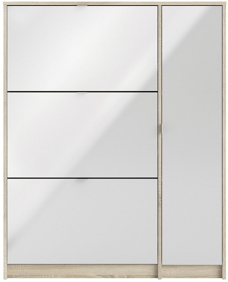 Oak Effect 1 Door and 3 Drawer Shoe Cabinet