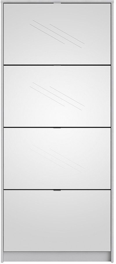 White 4 Mirror Drawer Shoe Cabinet