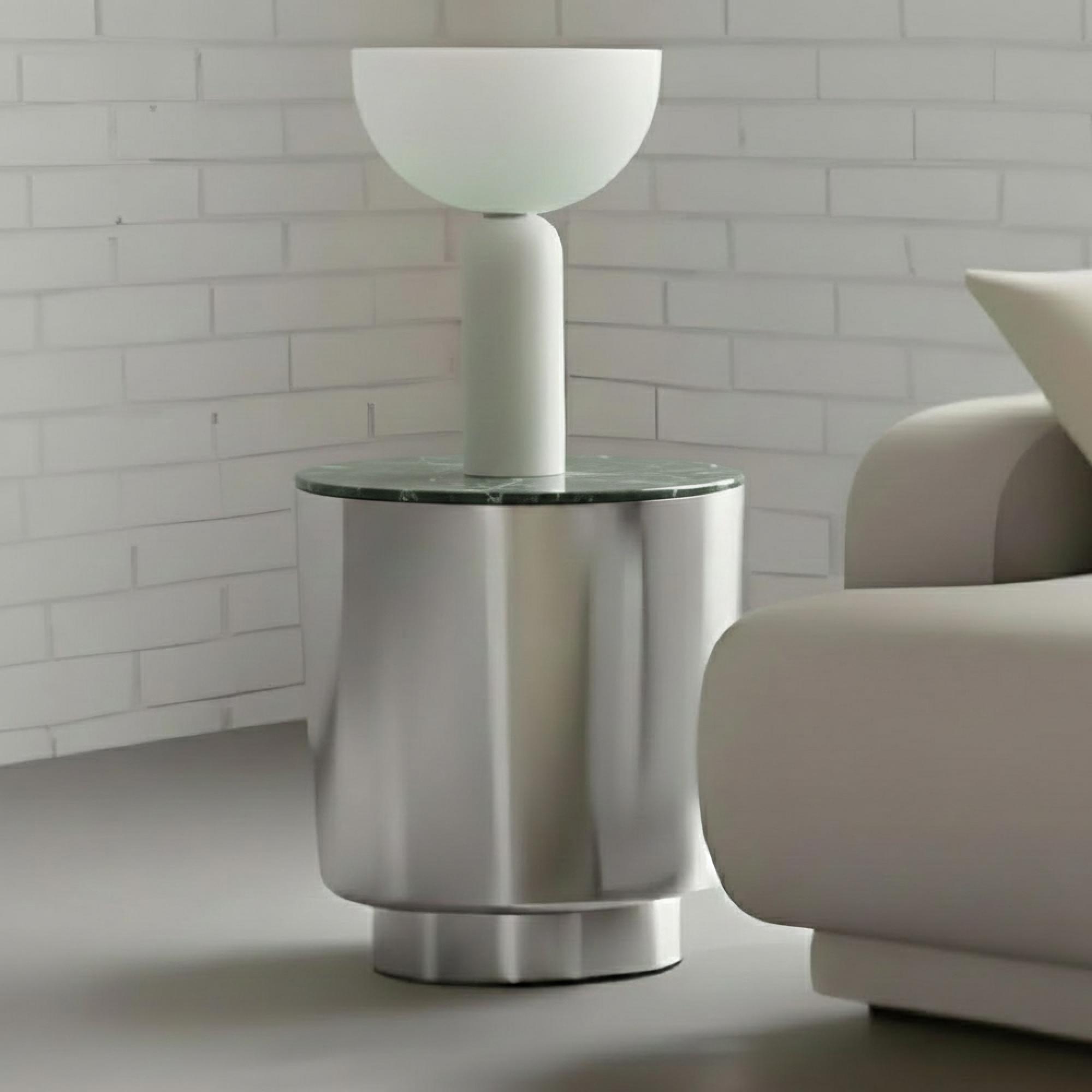 Cangas Side Table - Round - Green Marble Top