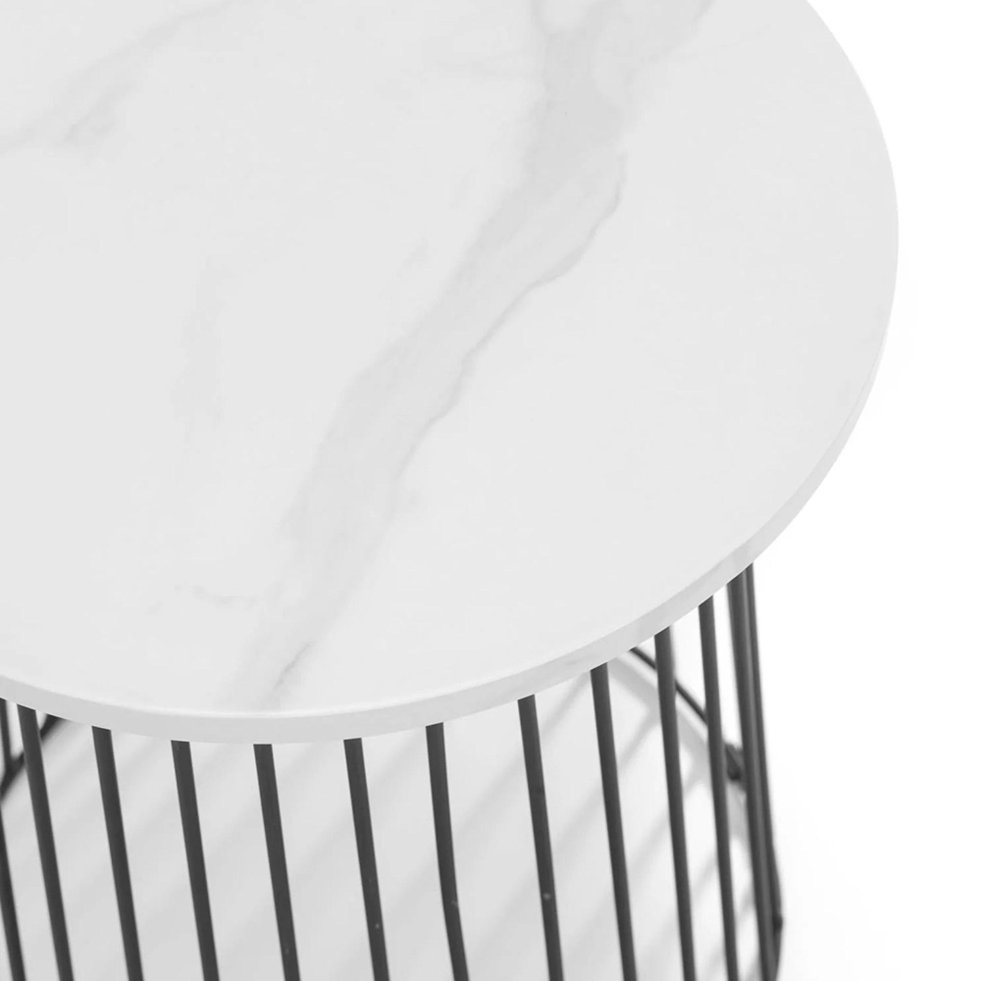 Broadway White Marble Effect Round Lamp Table