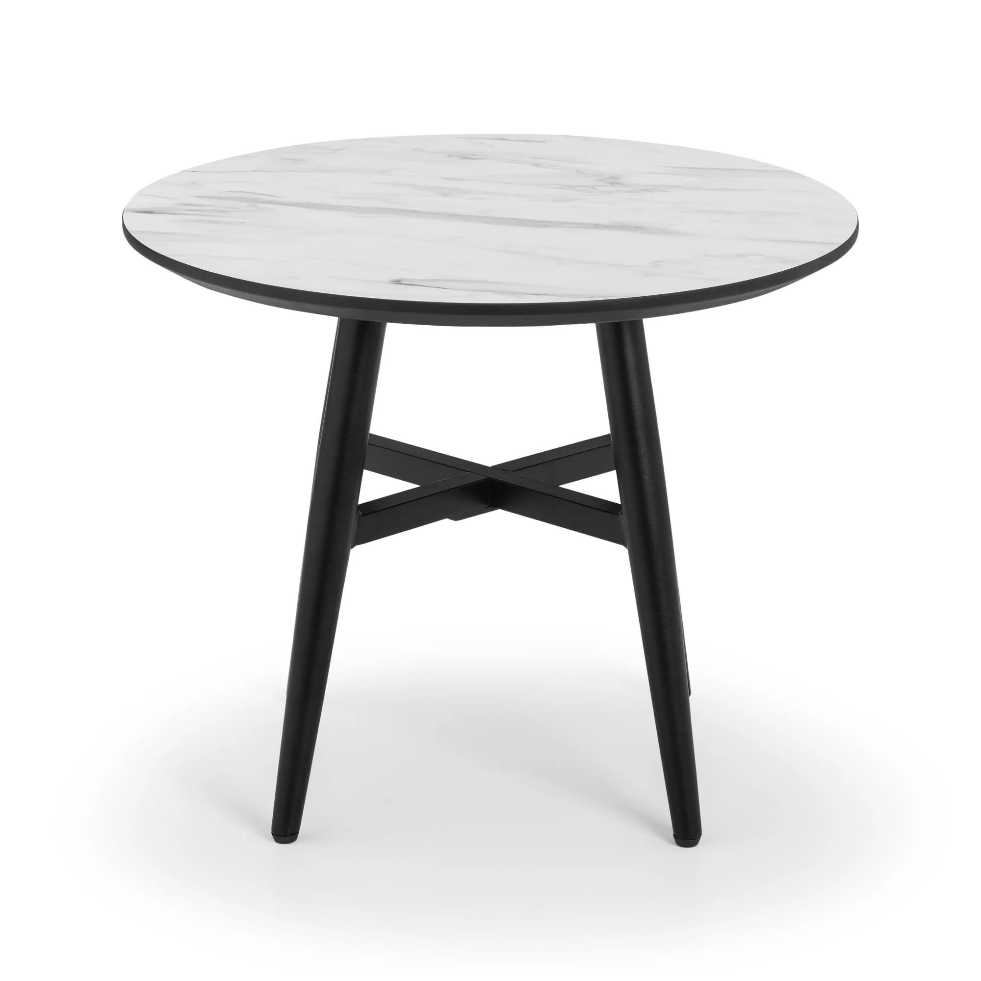 Firenze Lamp Table - Round - White Marble Effect