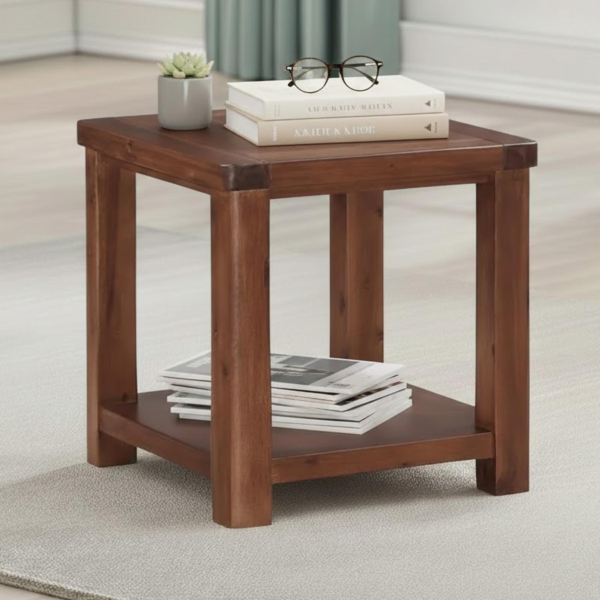 Andorra End Table - Square - Dark Acacia