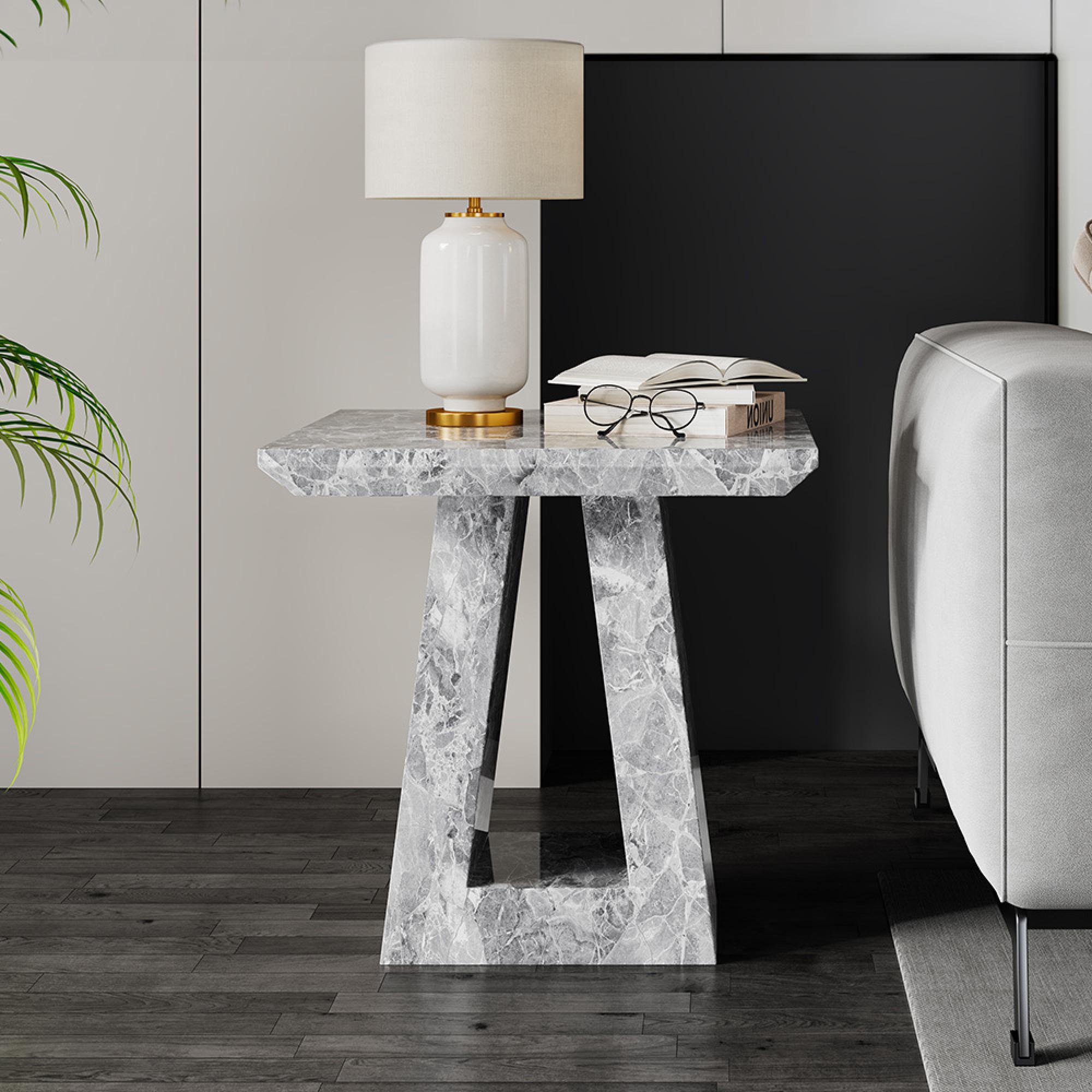 Milan Grey Marble Square Side Table