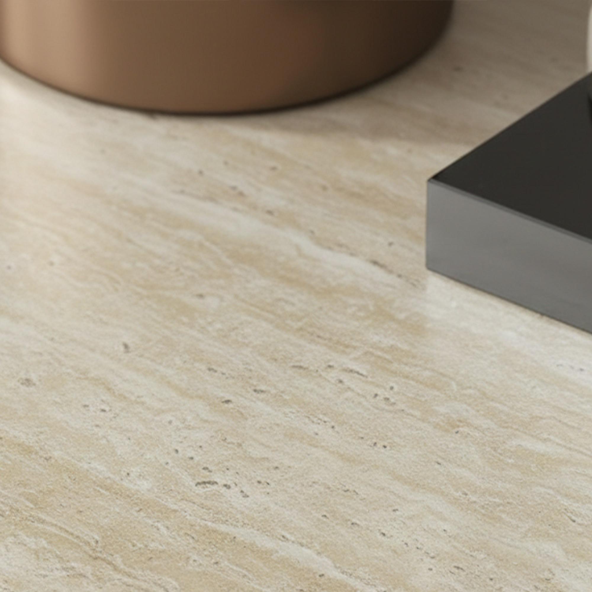 Milan Side Table - Square - Travertine Beige Engineered Marble