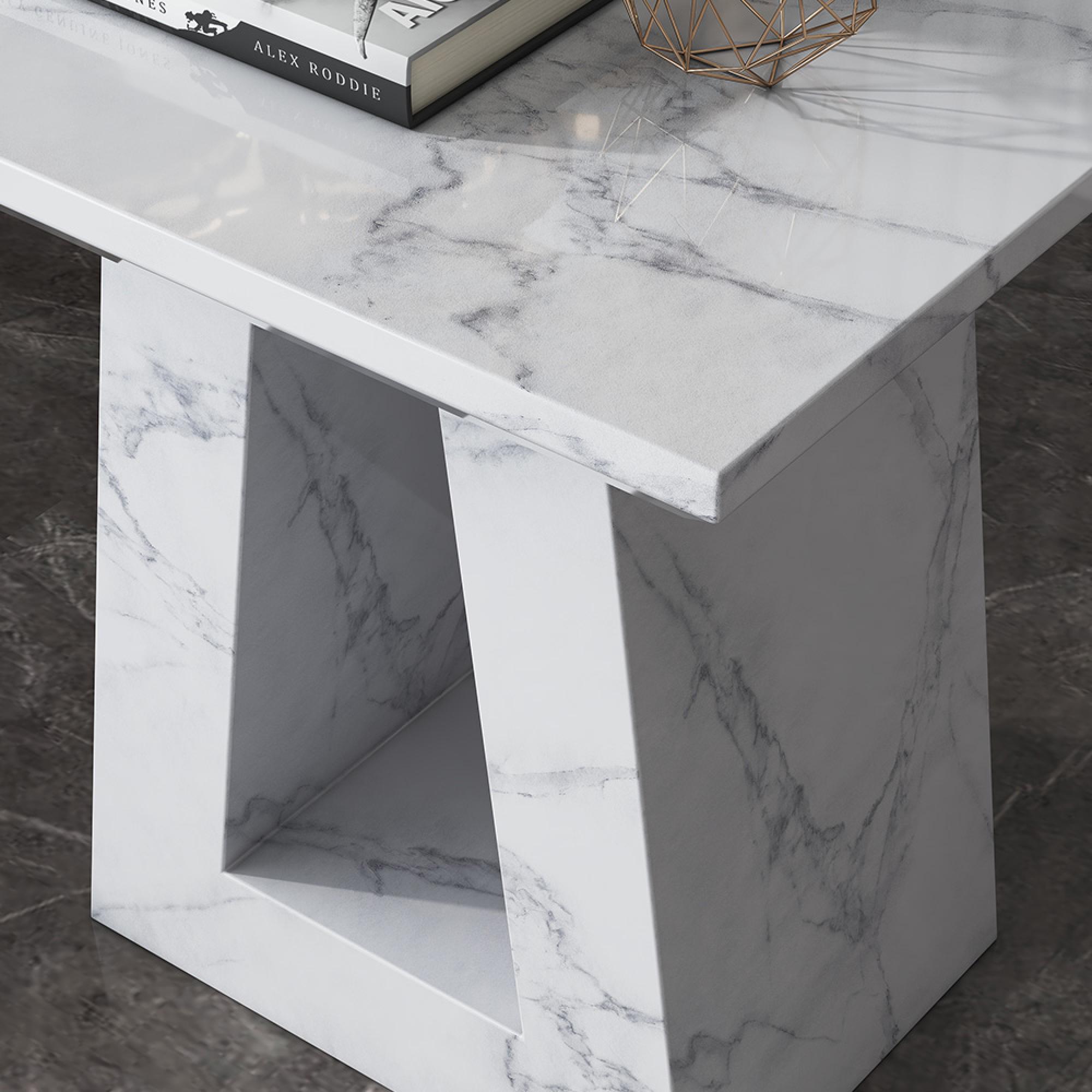 Milan Side Table - Square - White Marble