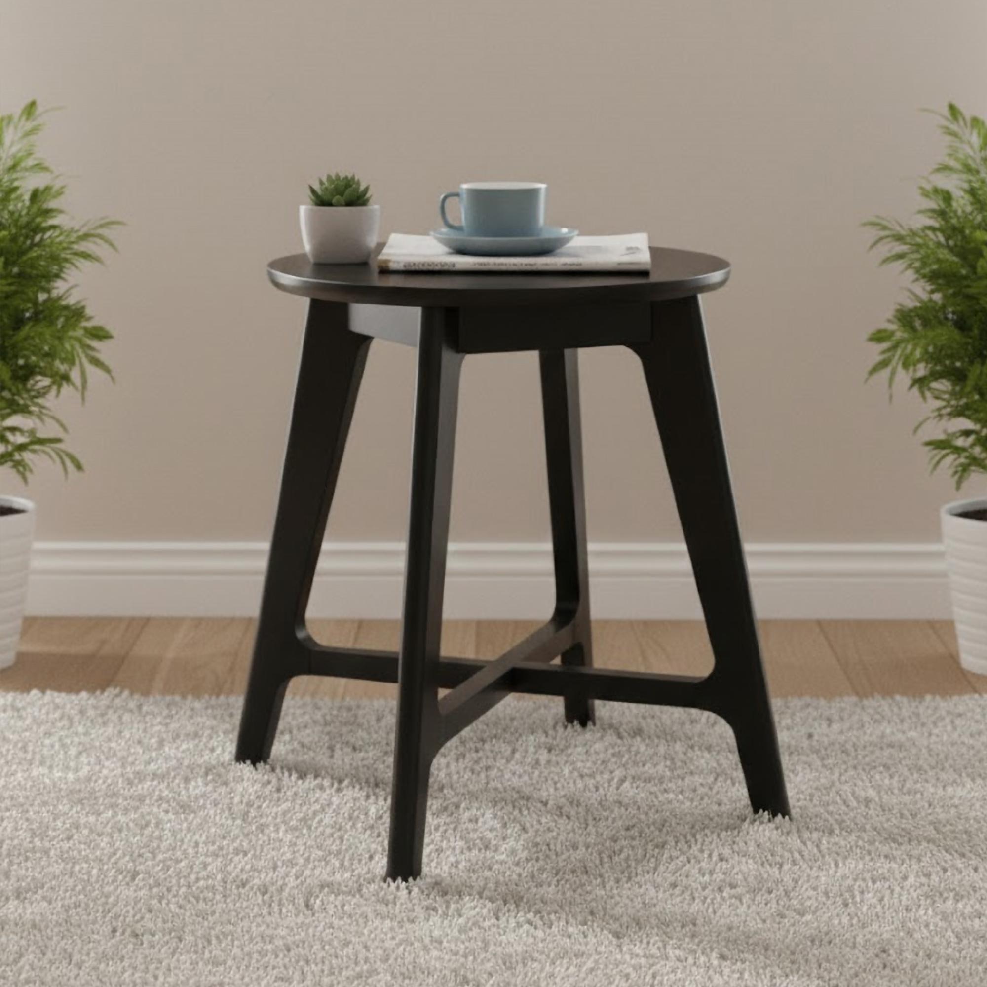 Carrington Lamp Table - Round - Black Oak