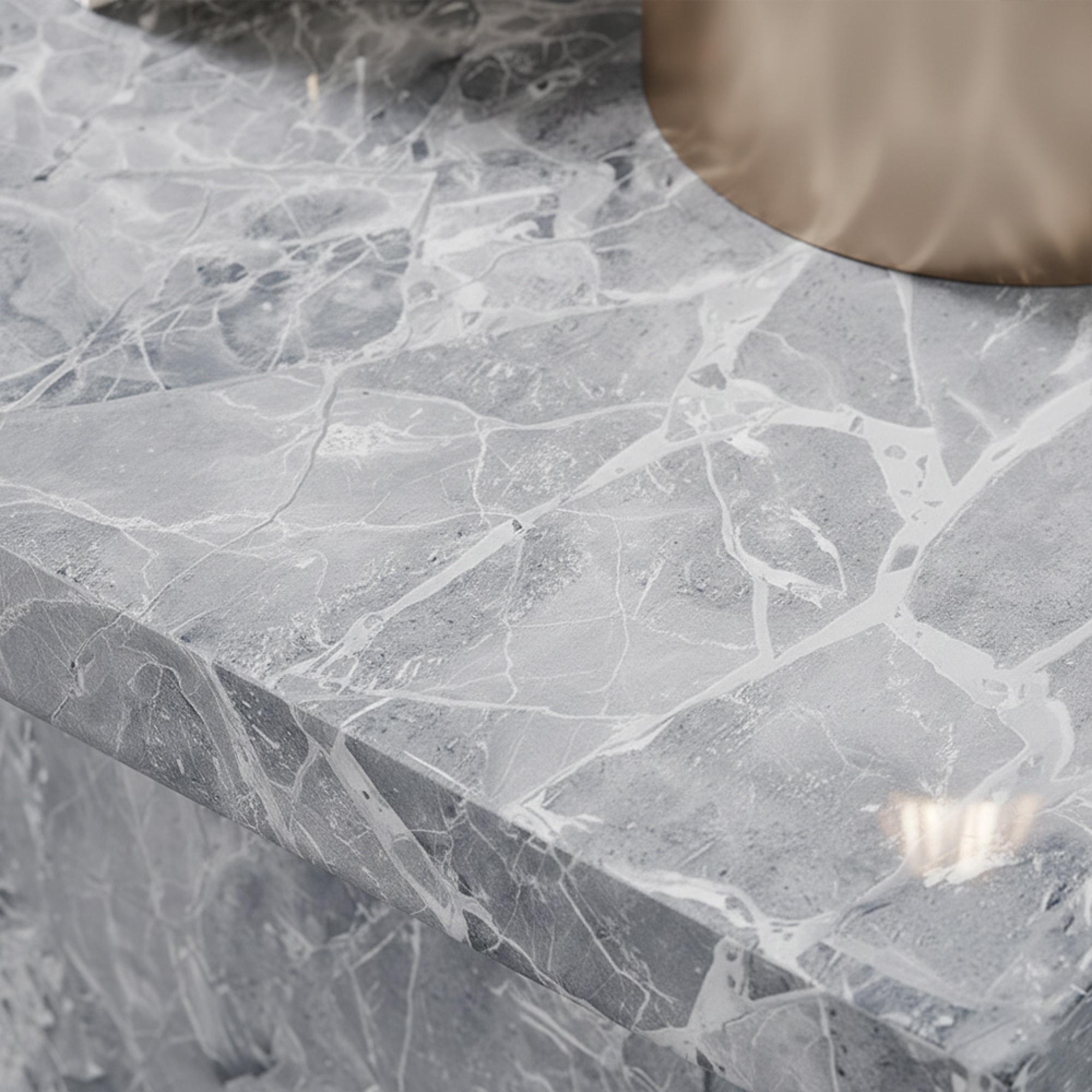 Turin Lamp Table - Square - Grey Marble