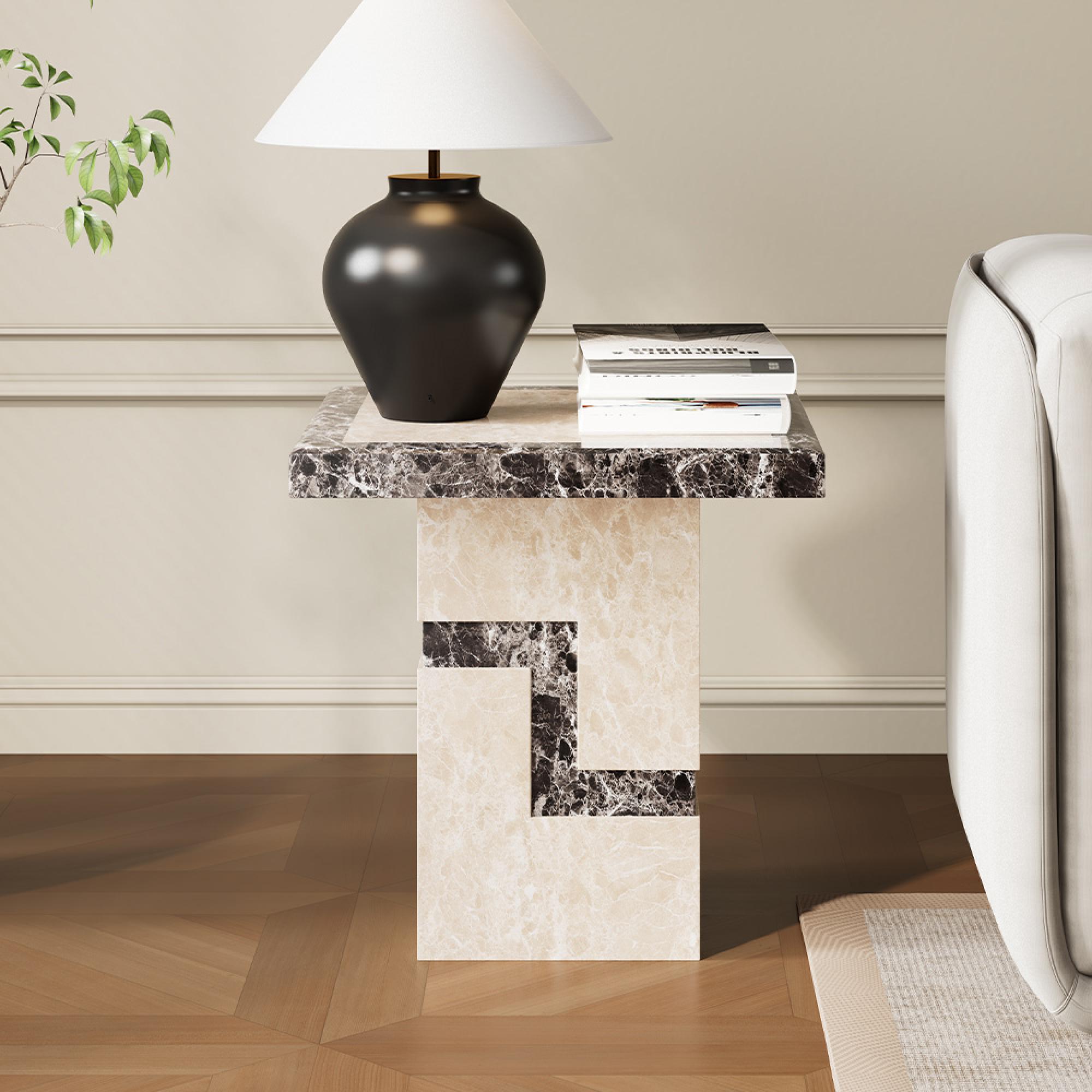 Venice Side Table - Square - Cream Marble