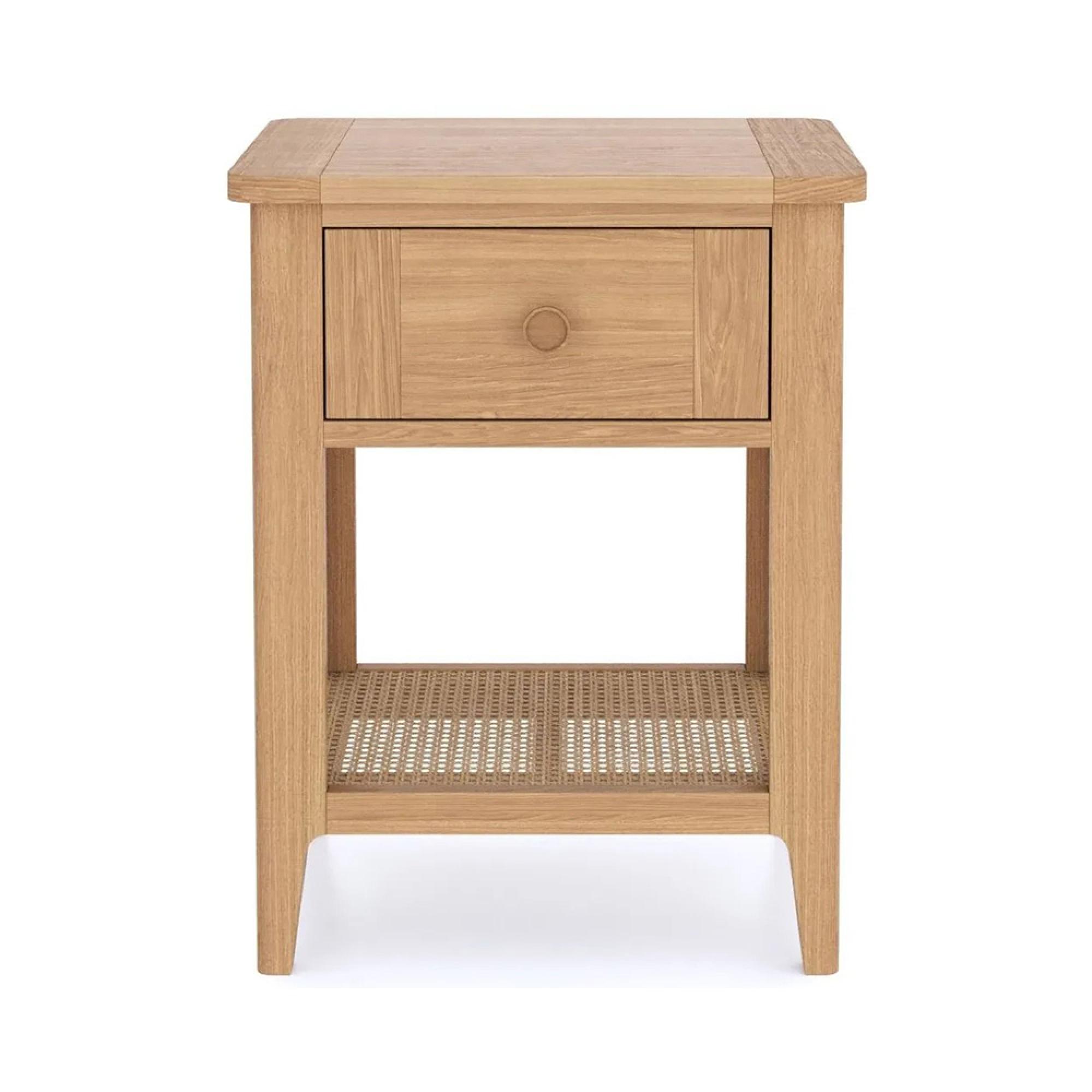 Henley Oak and Rattan 1 Drawer Side Table