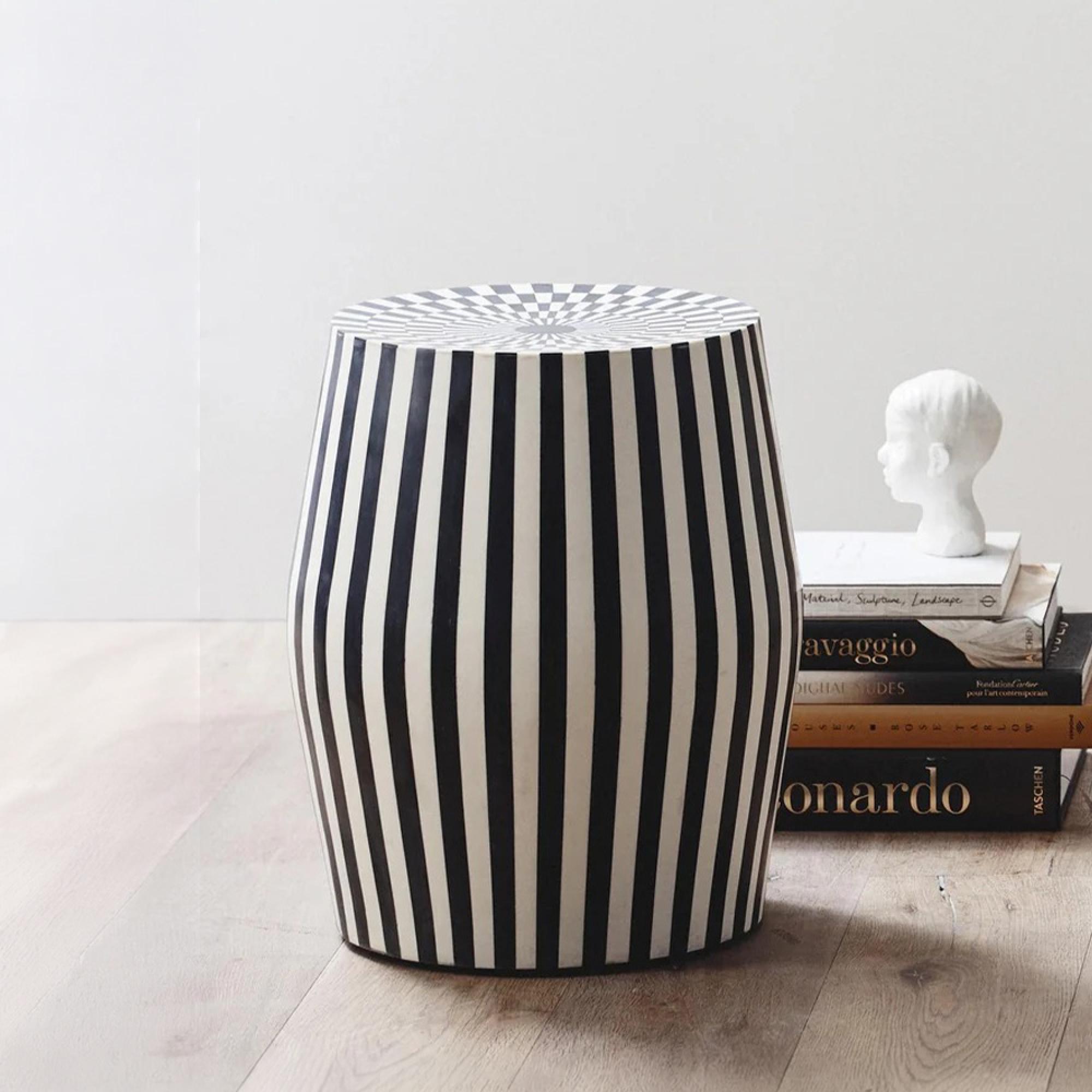 Taura Side Table - Round - Black & White