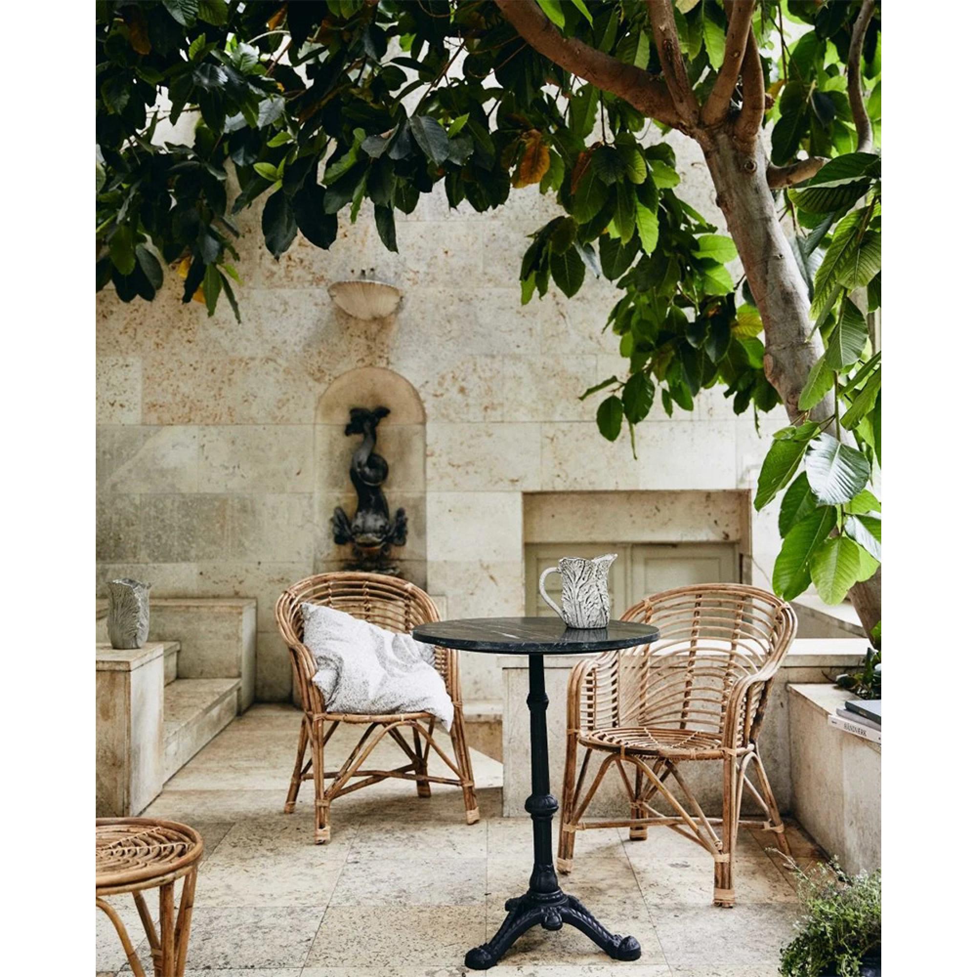 Cafe Side Table - Round - Black Marble