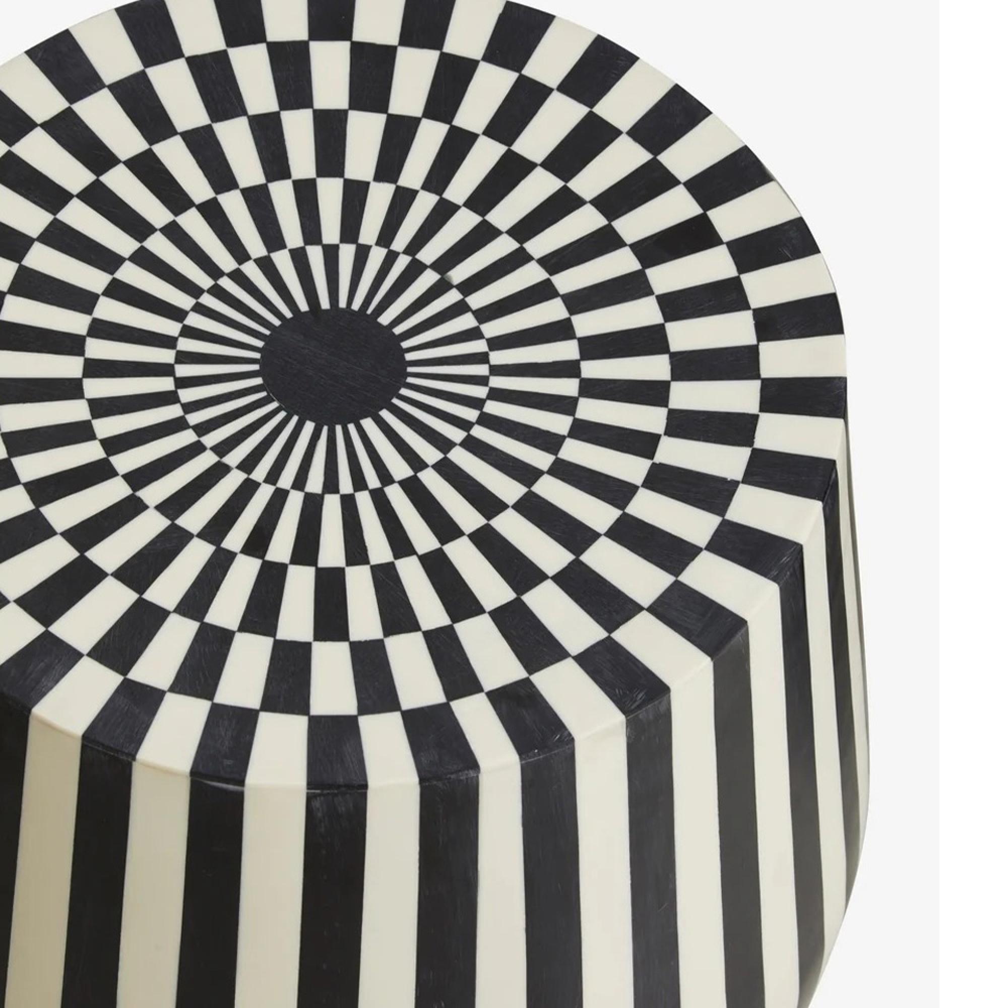 Taura Side Table - Round - Black & White