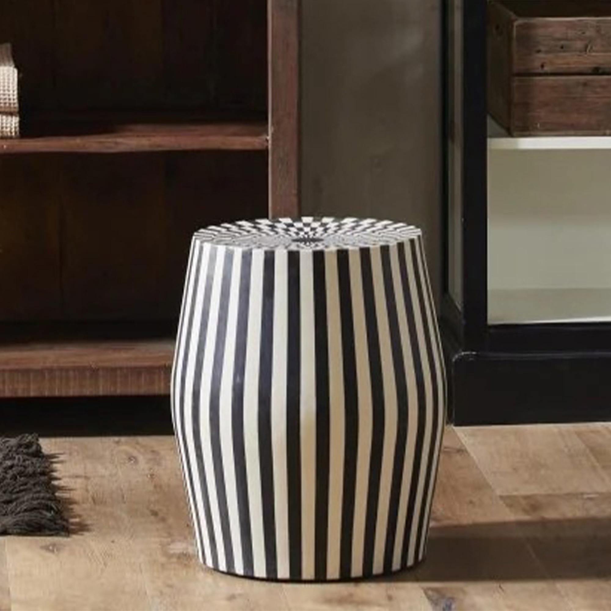 Taura Side Table - Round - Black & White