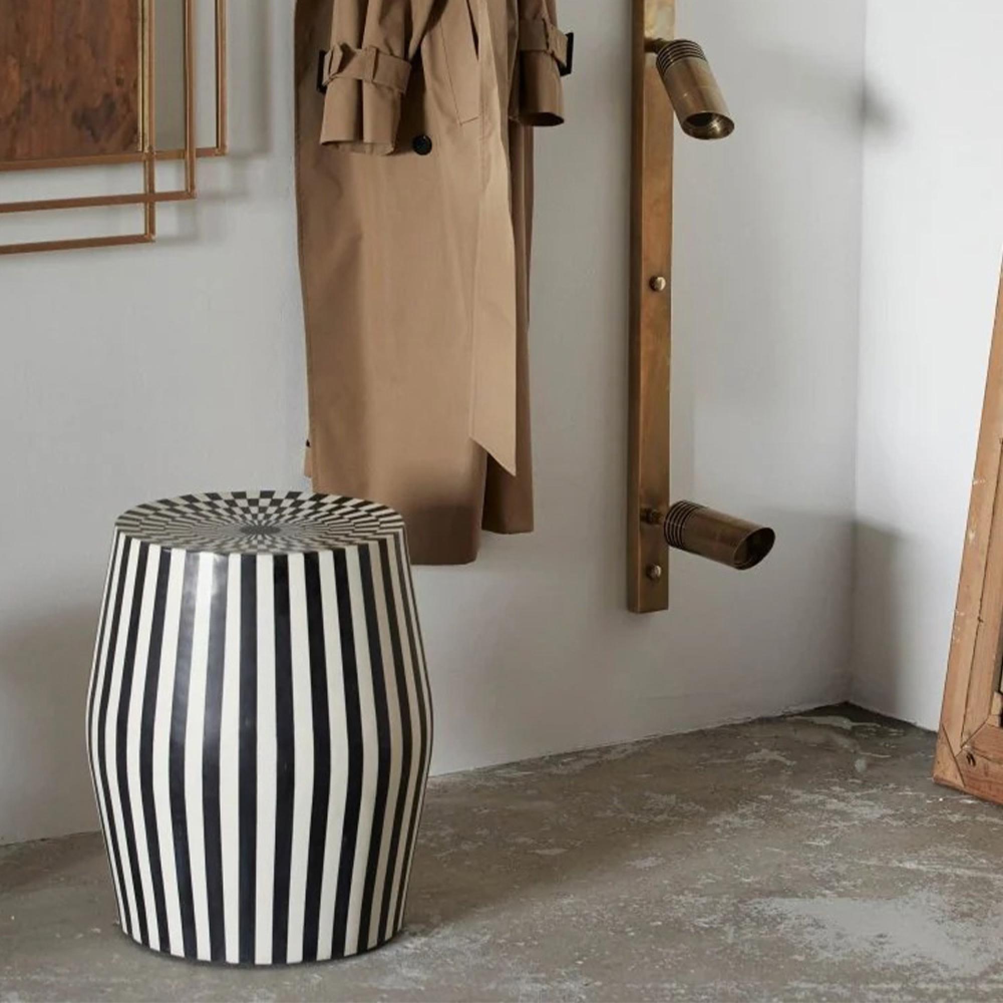 Taura Side Table - Round - Black & White
