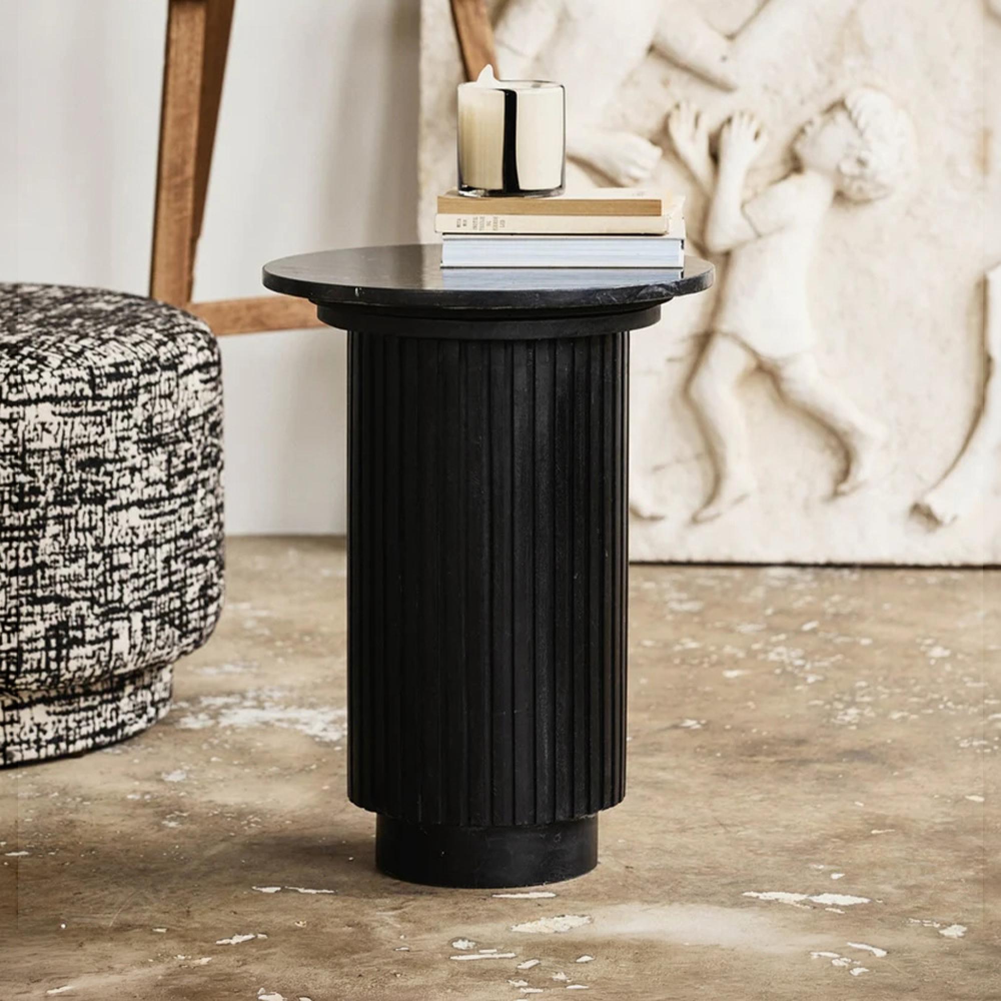 Erie Side Table - Round - Black Marble