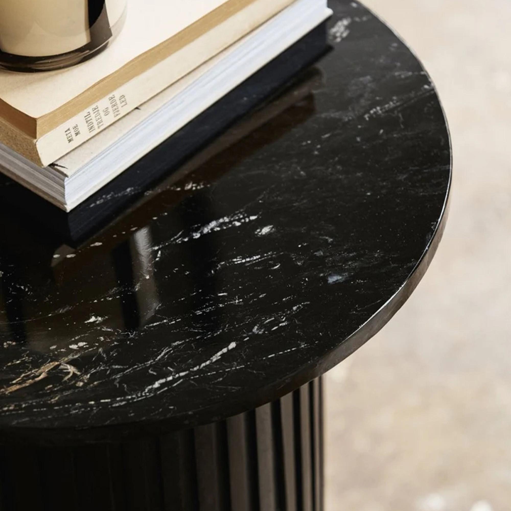 Erie Side Table - Round - Black Marble