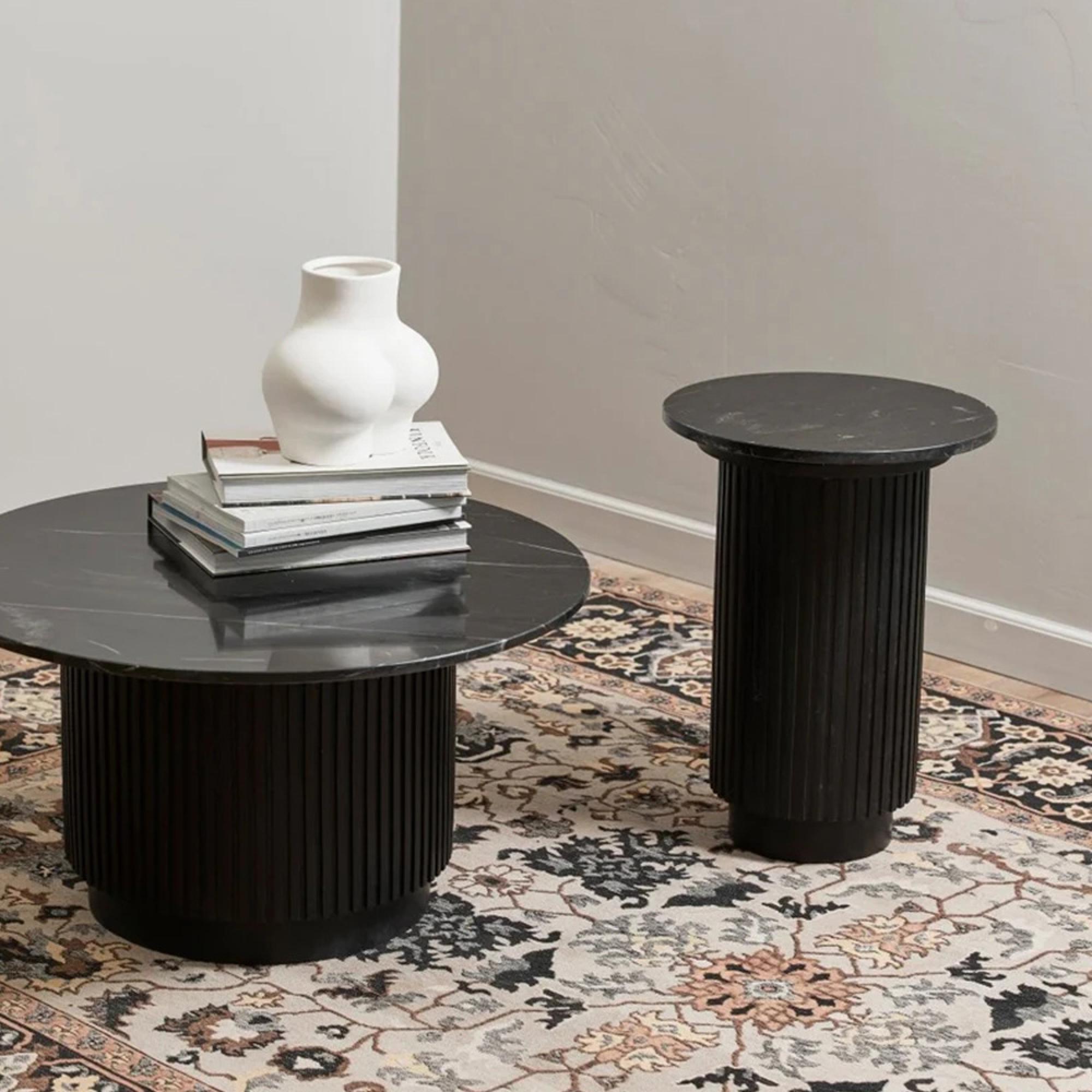 Erie Side Table - Round - Black Marble