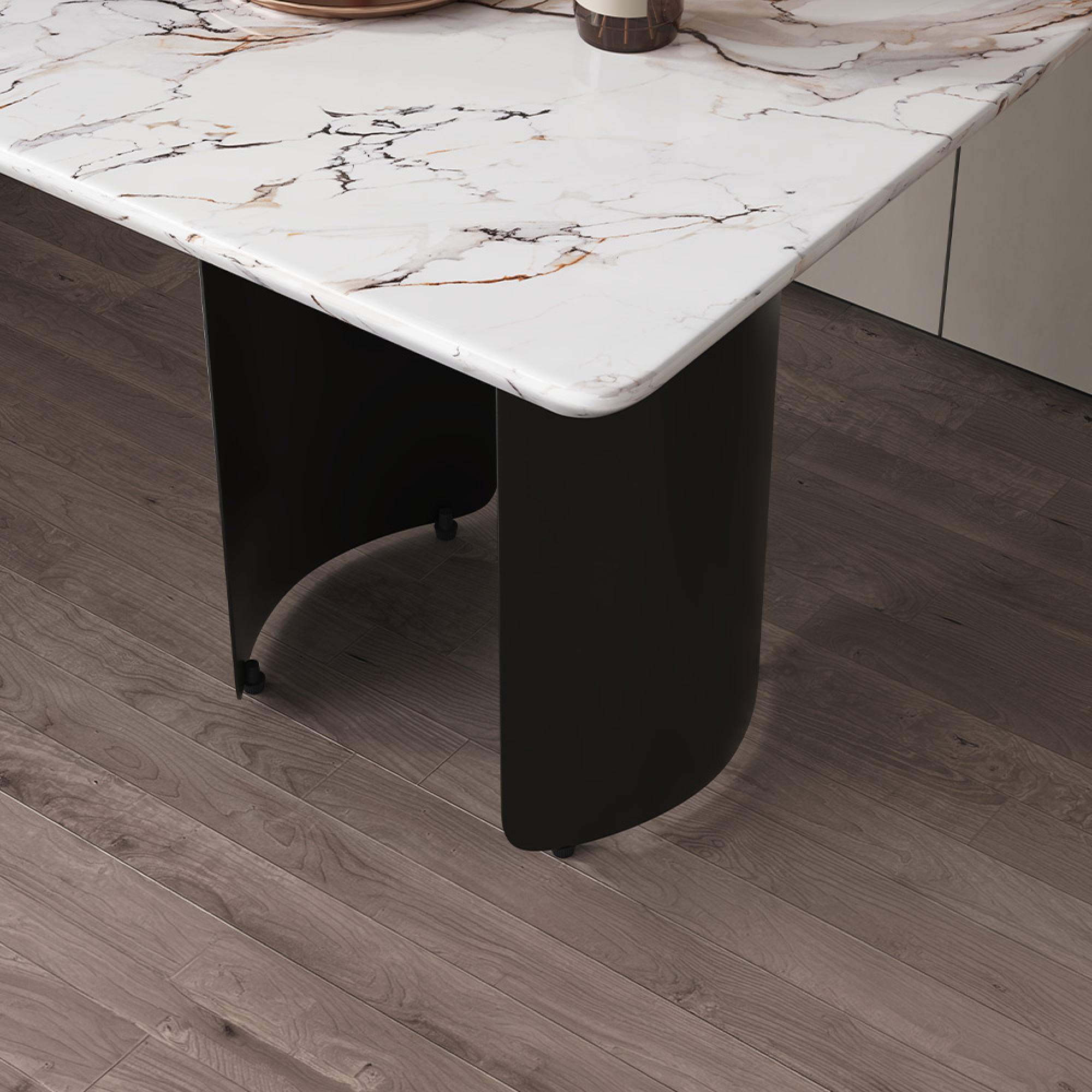 Lorea Side Table - Square - White Marble - Black Base