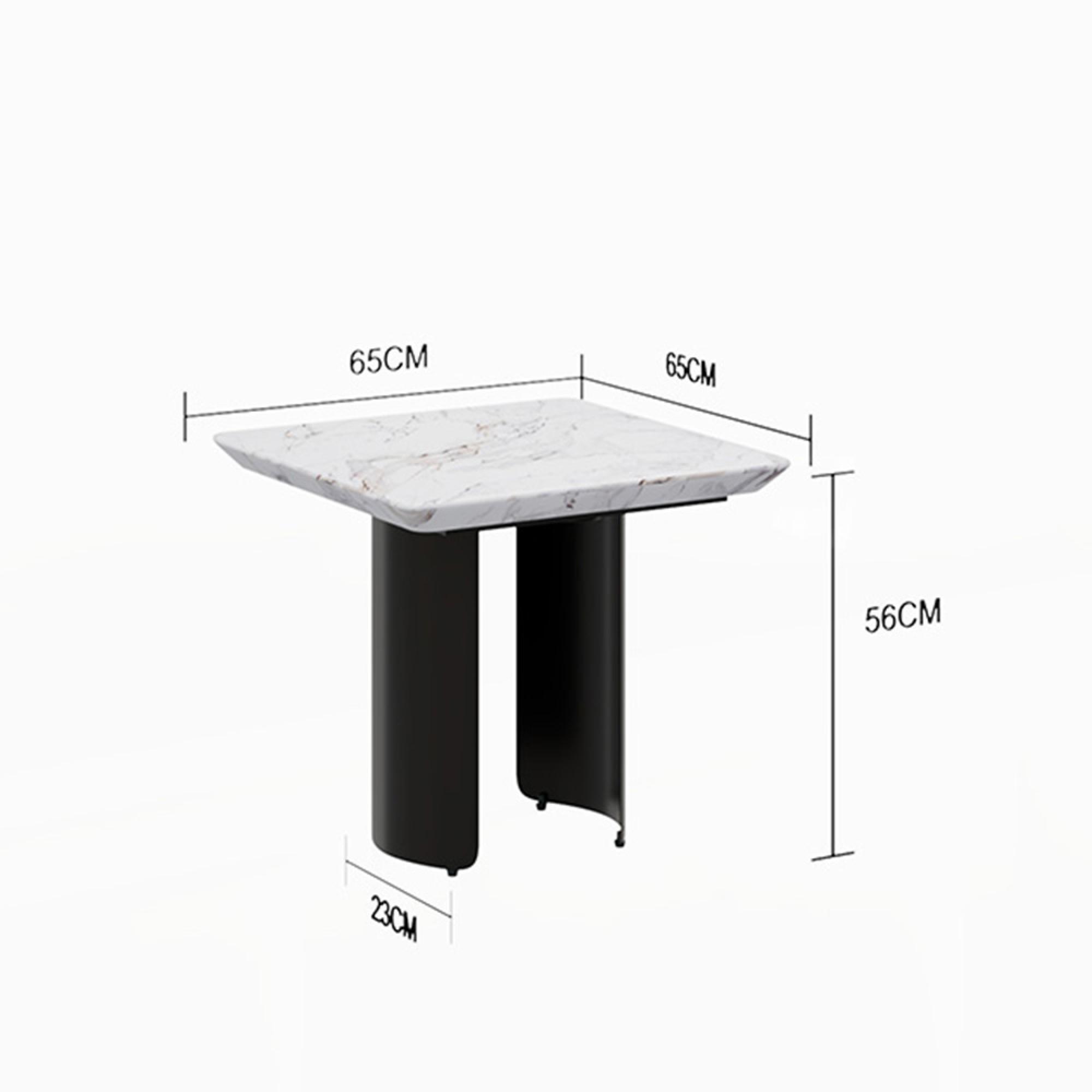 Lorea Side Table - Square - White Marble - Black Base