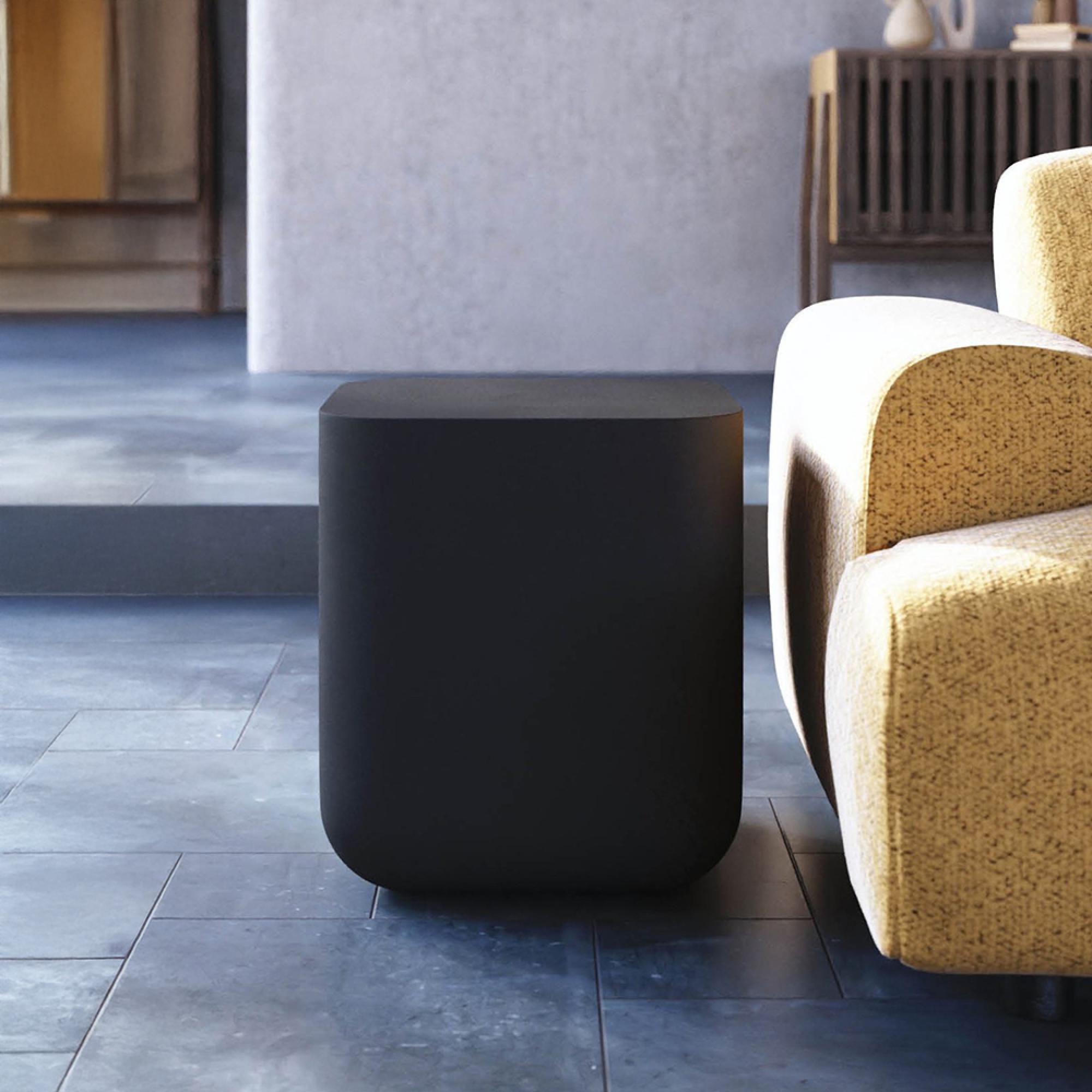 Flat Top Square Side Table - Pitted Charcoal